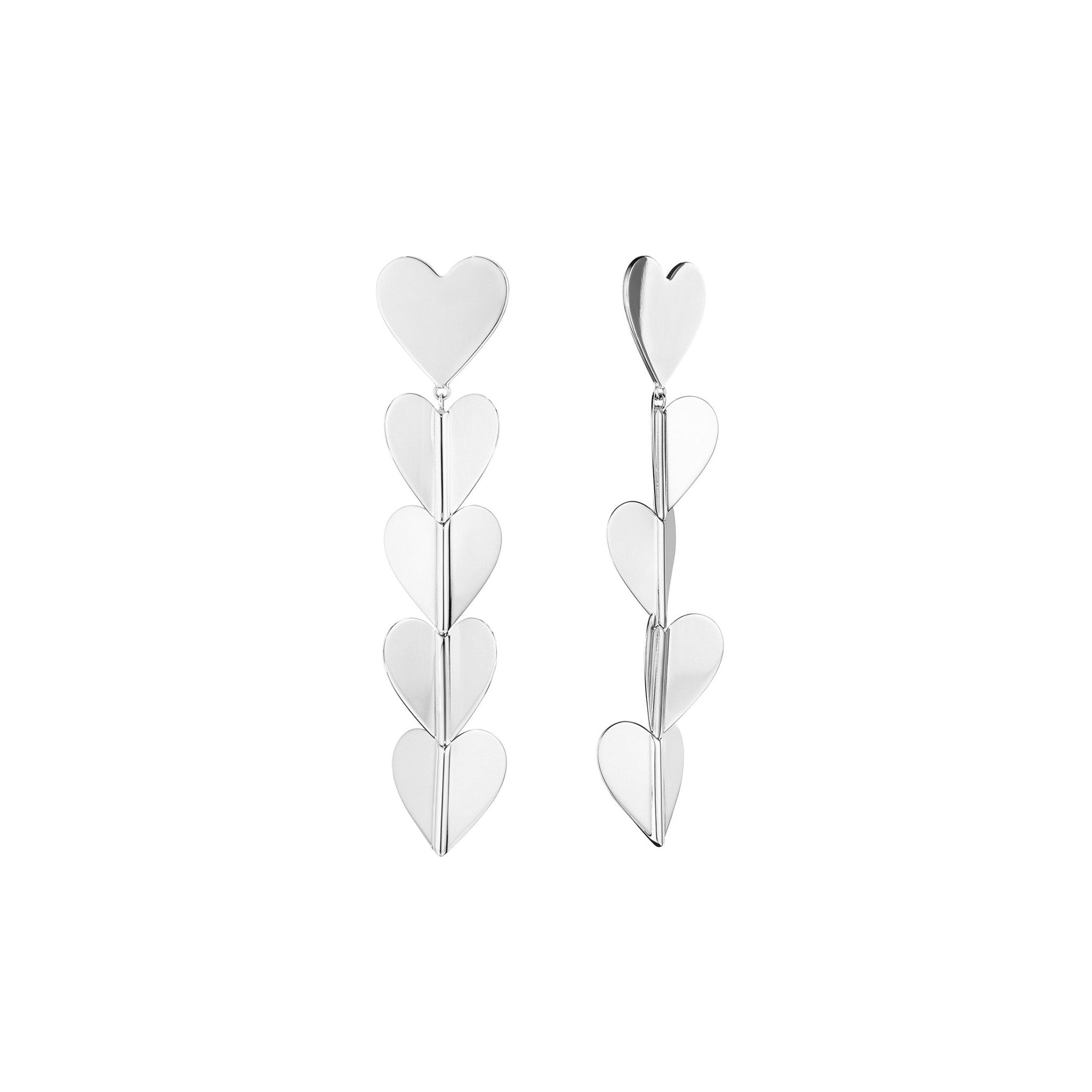 Large White Gold Wings of Love Drop Earrings - Cadar