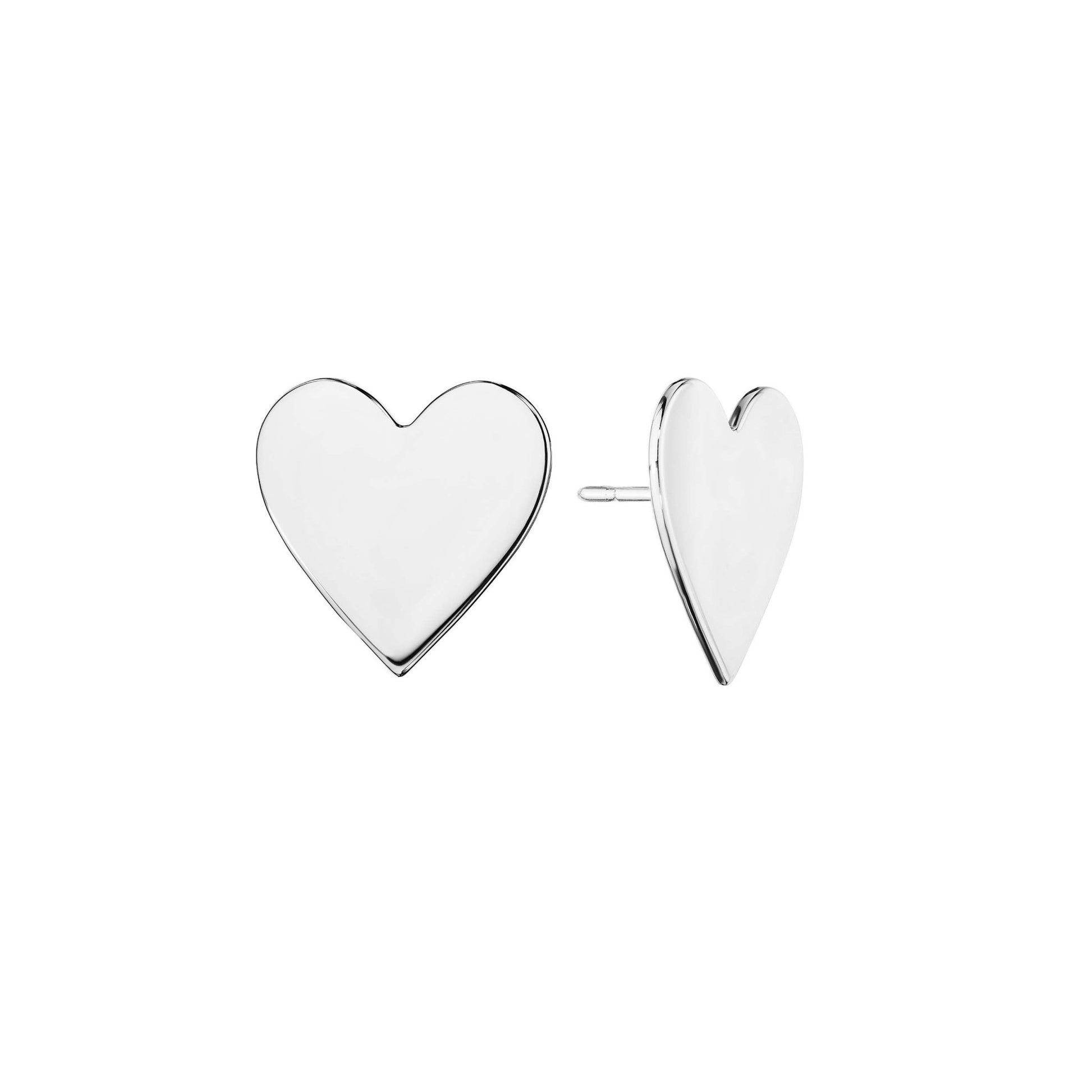 Large White Gold Wings of Love Heart Stud Earrings - Cadar