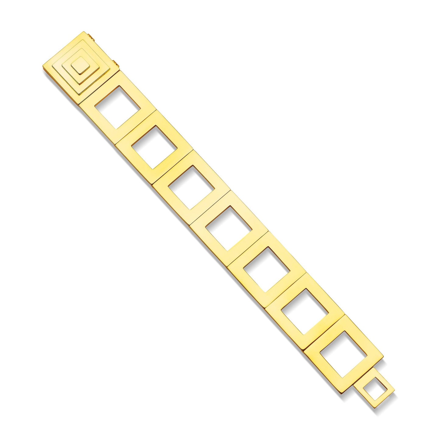 Large Yellow Gold Foundation Square Link Bracelet - Cadar