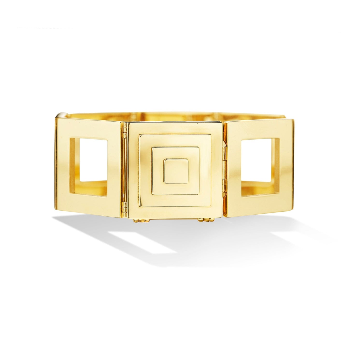 Large Yellow Gold Foundation Square Link Bracelet - Cadar