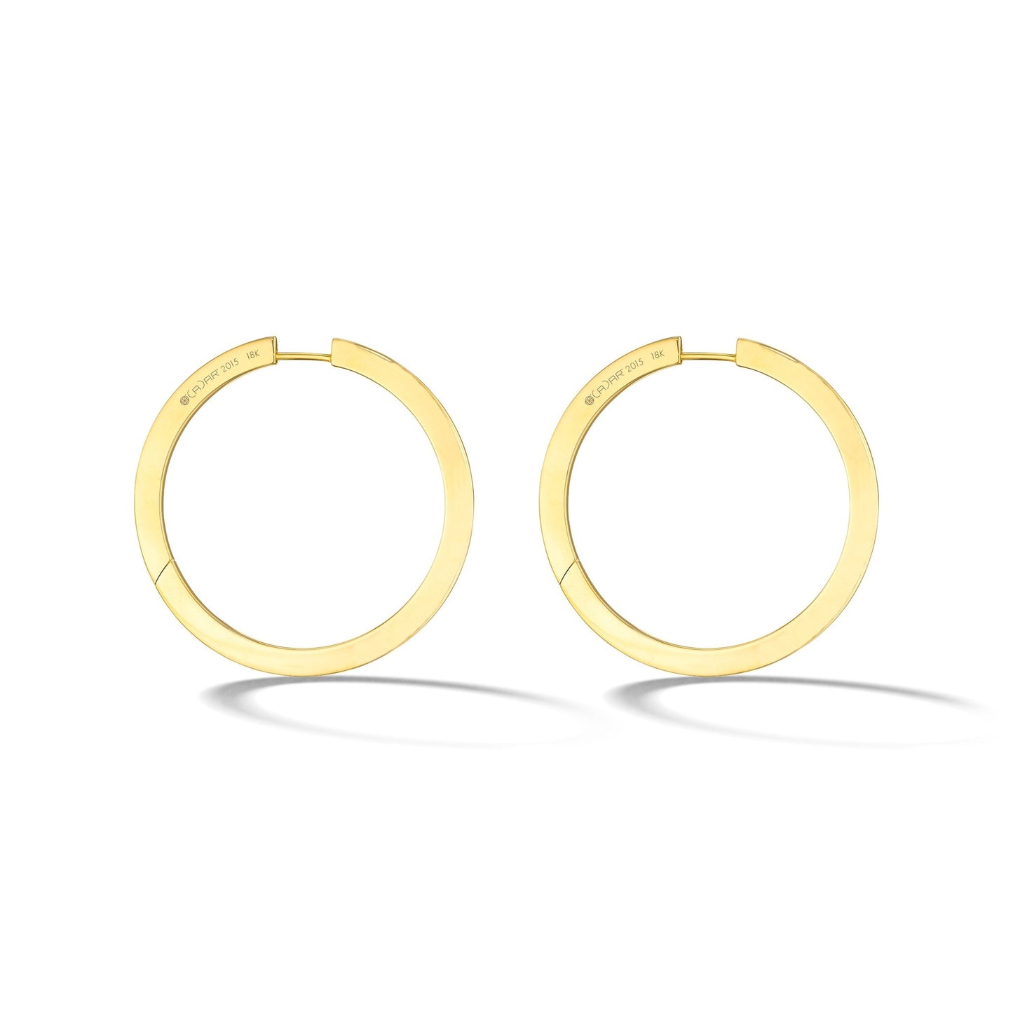 Large Yellow Gold Plain Hoop Earrings - Cadar