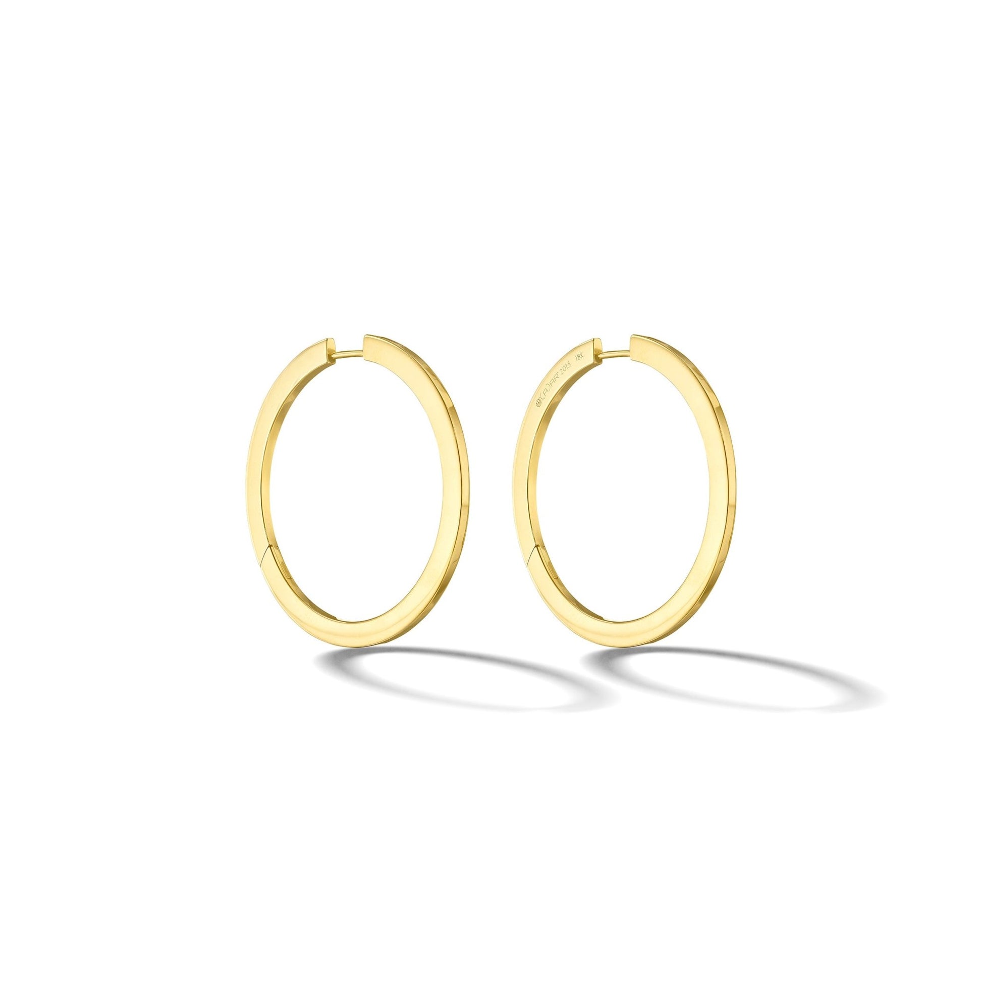 Large Yellow Gold Plain Hoop Earrings - Cadar