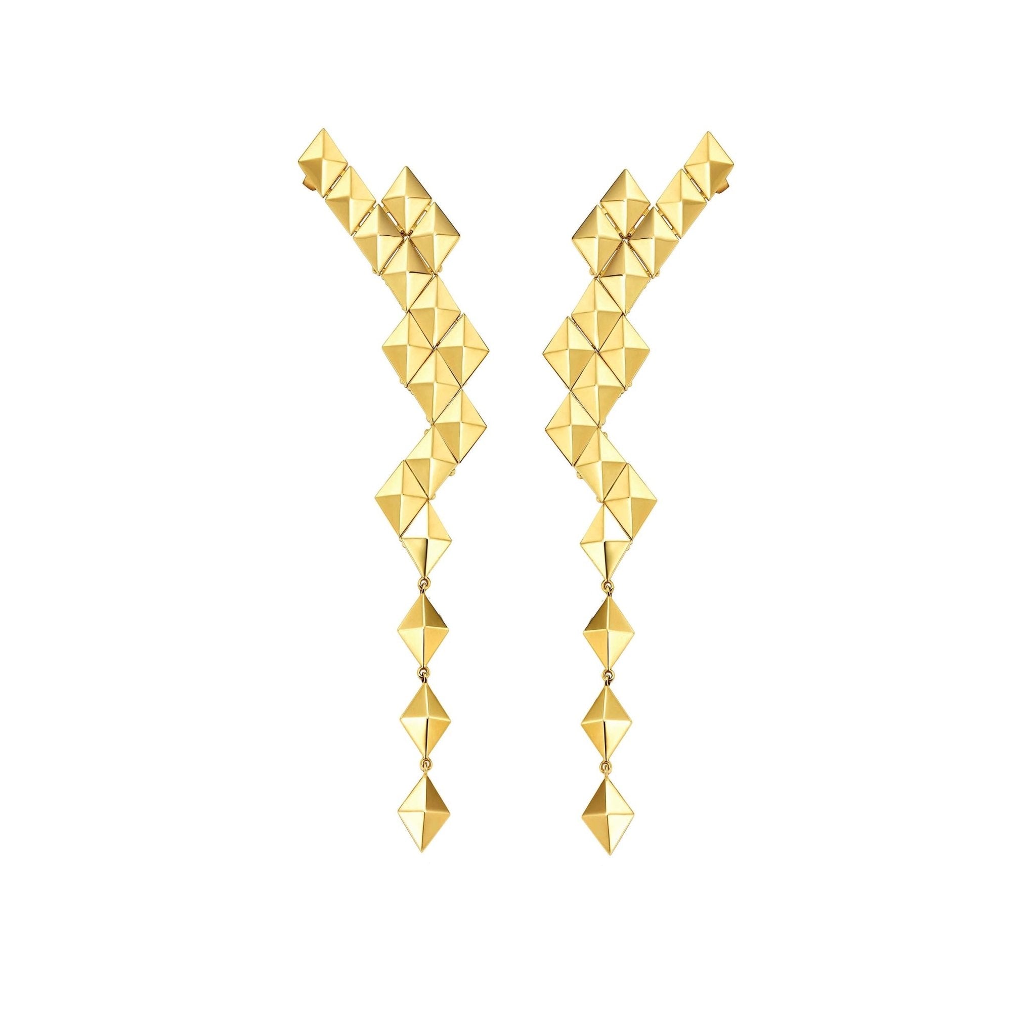 Large Yellow Gold Python Clip On Earring Climbers - Cadar