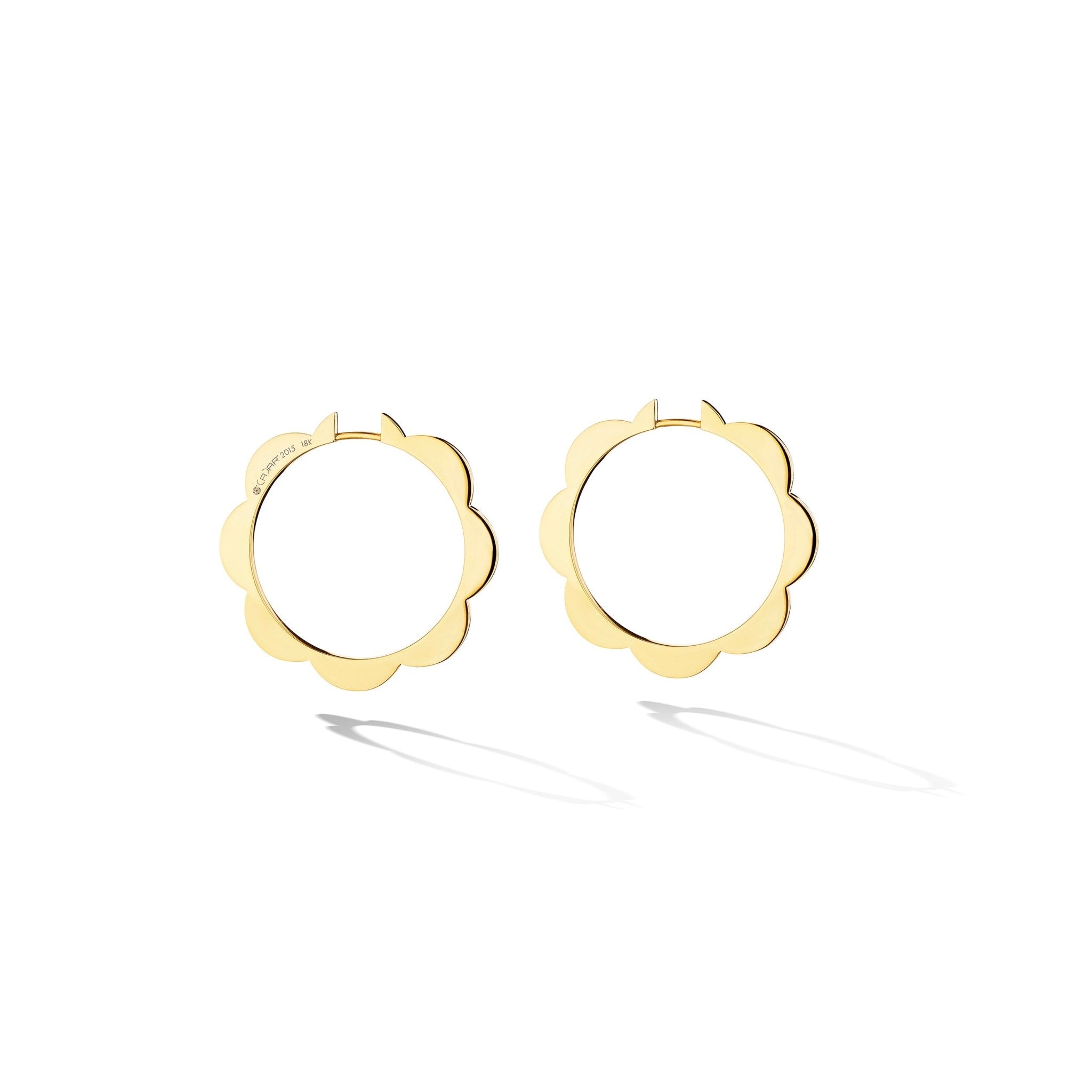 Large Yellow Gold Triplet Plain Hoop Earrings - Cadar