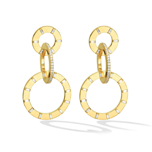 Large Yellow Gold Unity Earrings with White Diamonds - Cadar