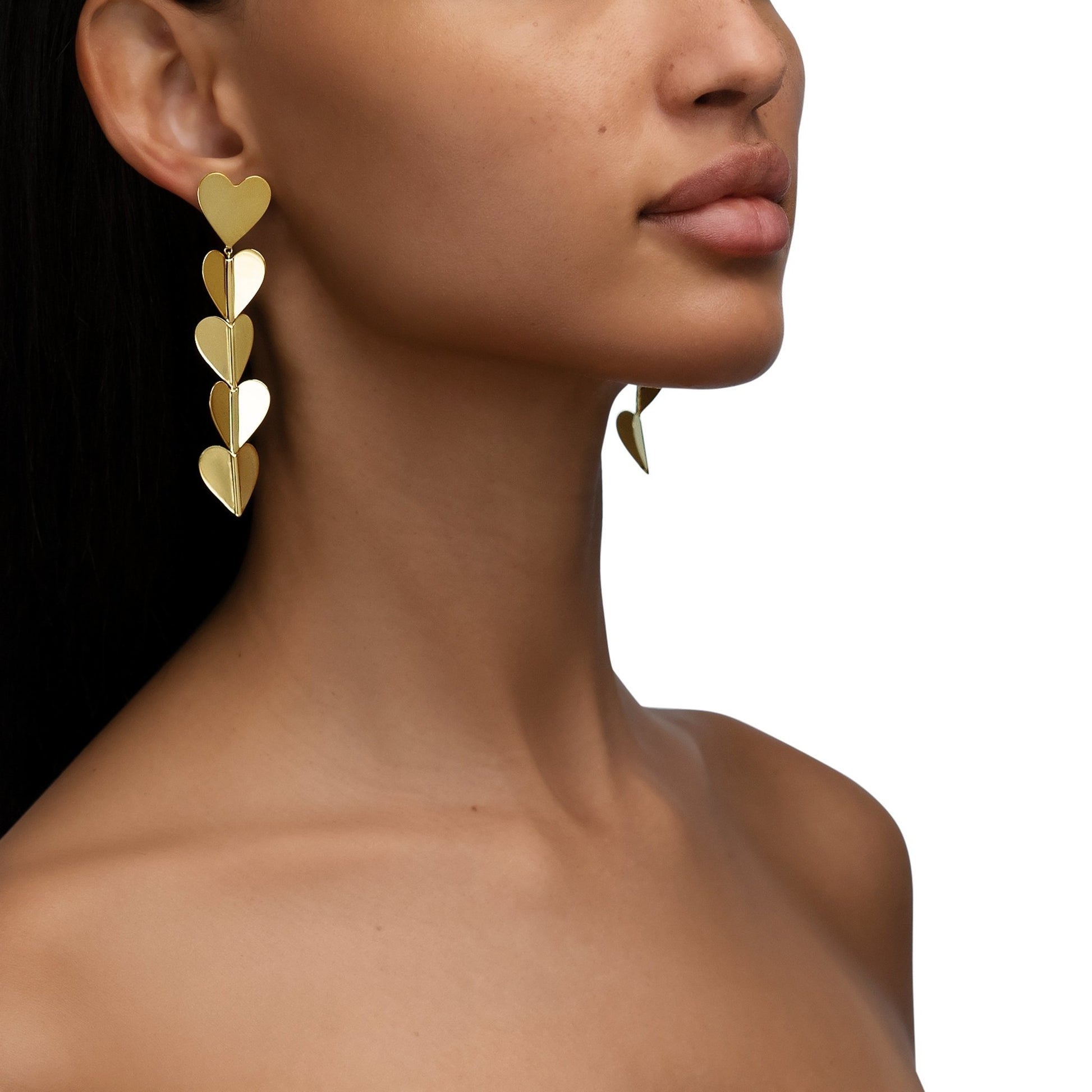 Large Yellow Gold Wings of Love Drop Earrings - Cadar