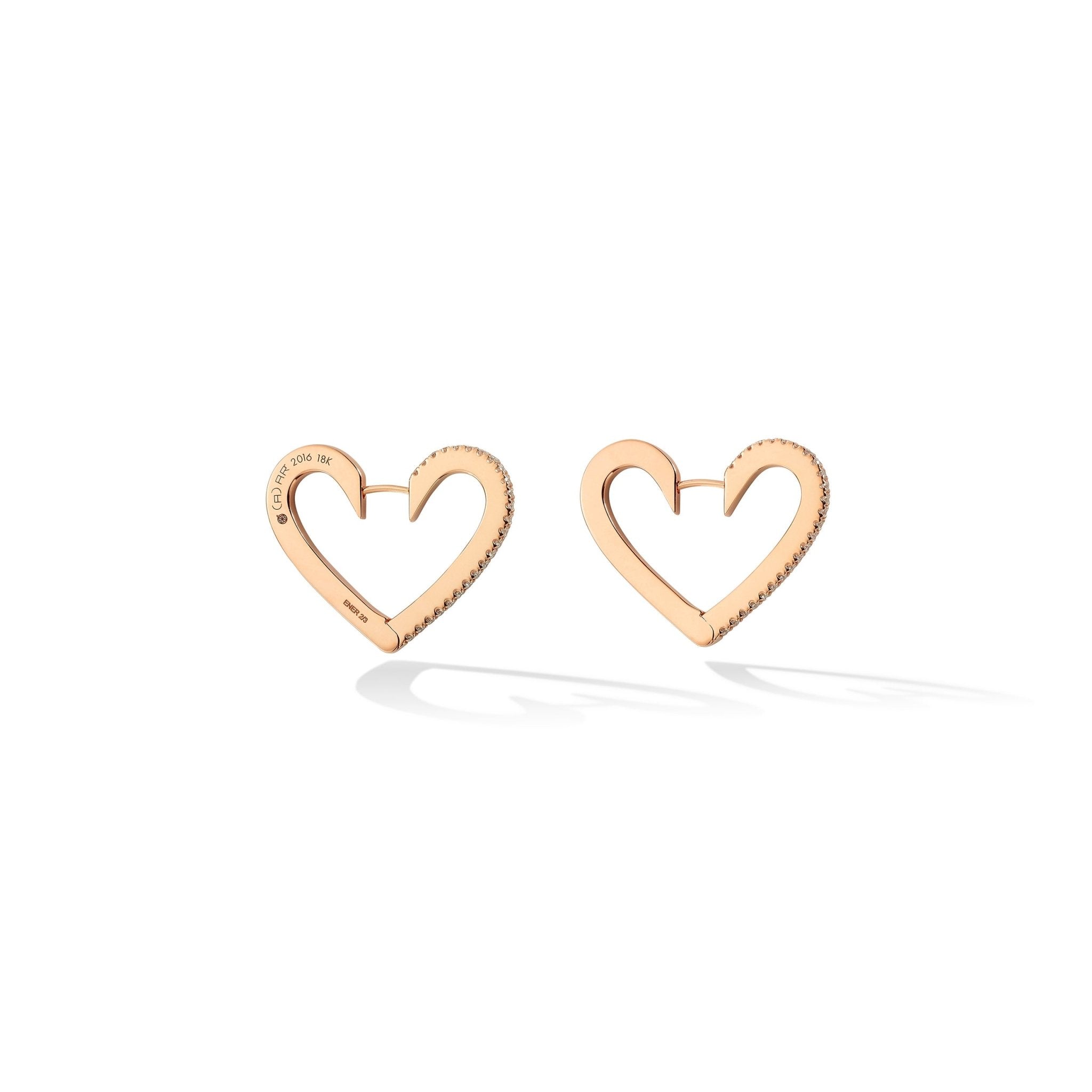 Medium Rose Gold Endless Hoop Earrings with White Diamonds - Cadar