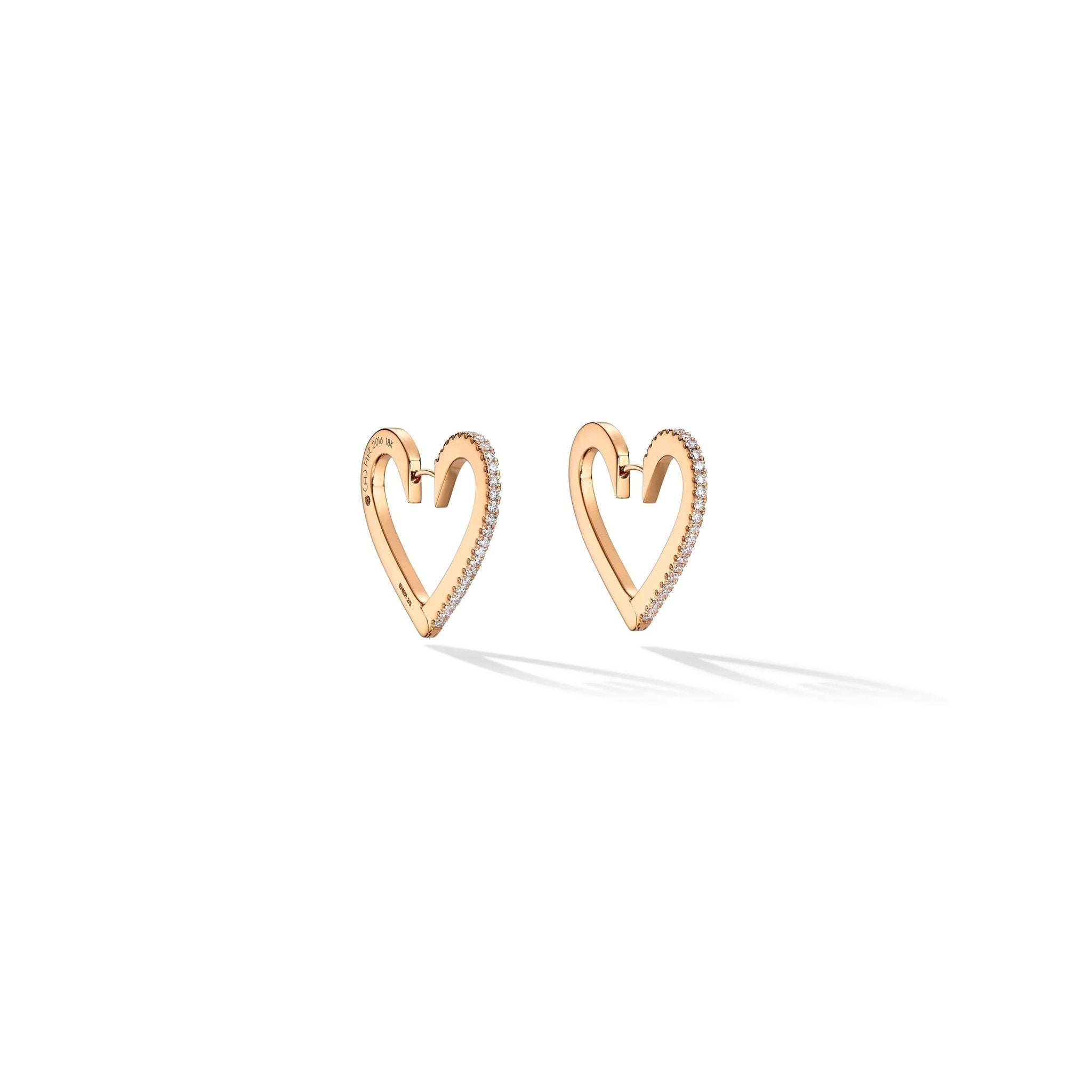Medium Rose Gold Endless Hoop Earrings with White Diamonds - Cadar