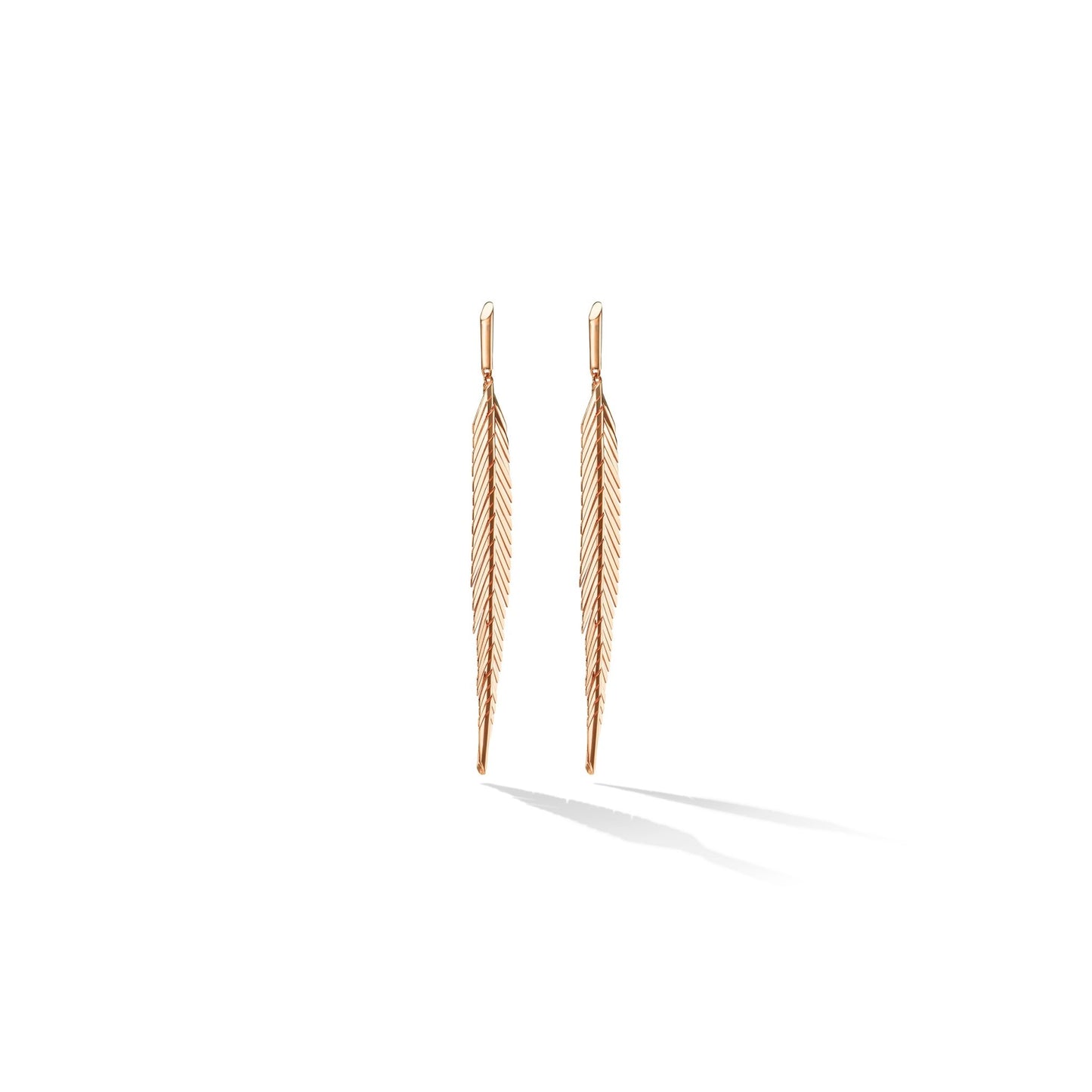 Medium Rose Gold Feather Earrings - Cadar