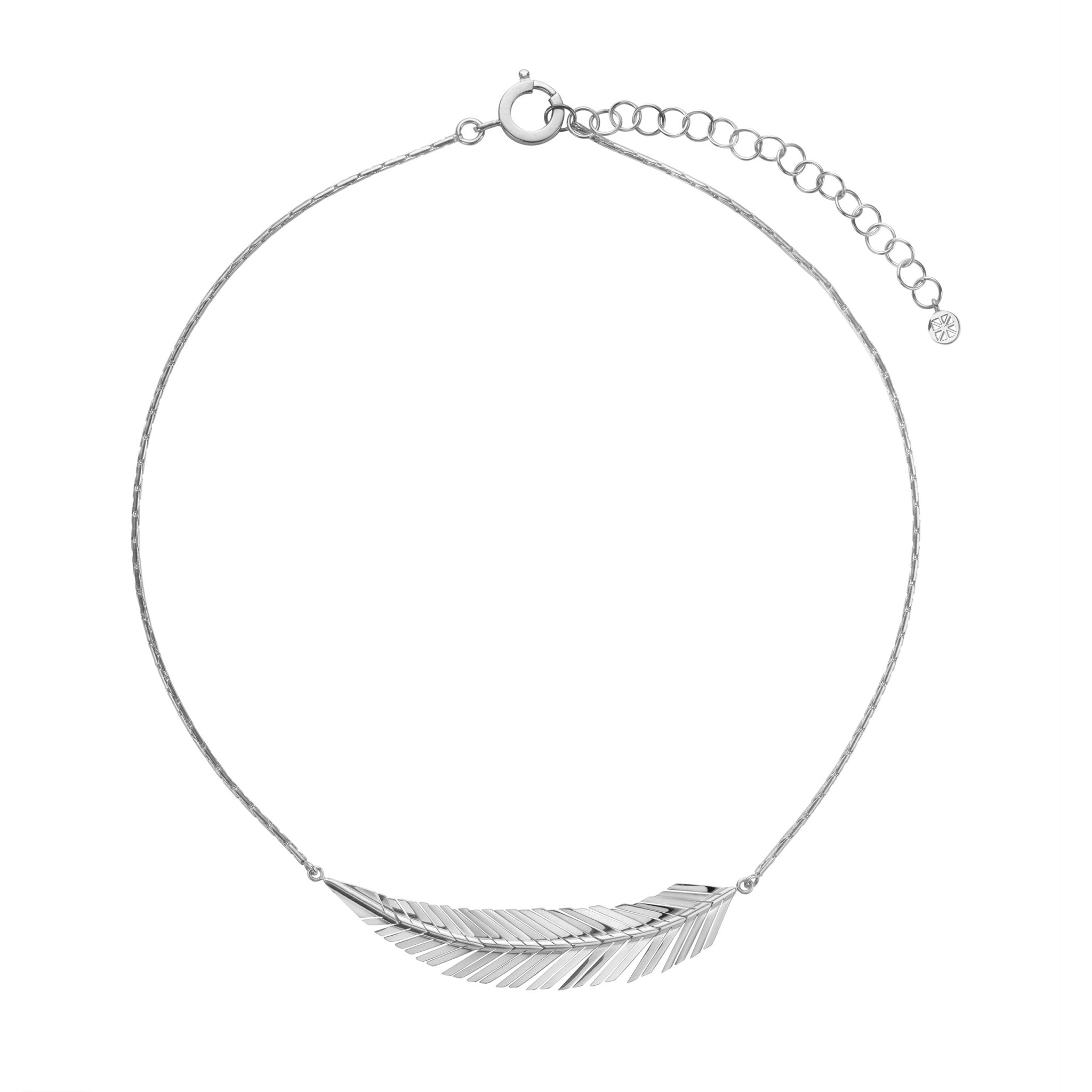 Medium White Gold Feather Necklace - Cadar