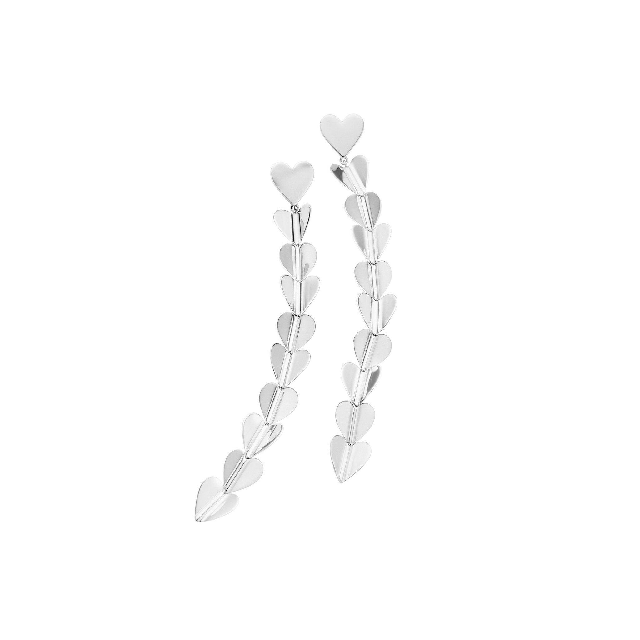 Medium White Gold Wings of Love Drop Earrings - Cadar