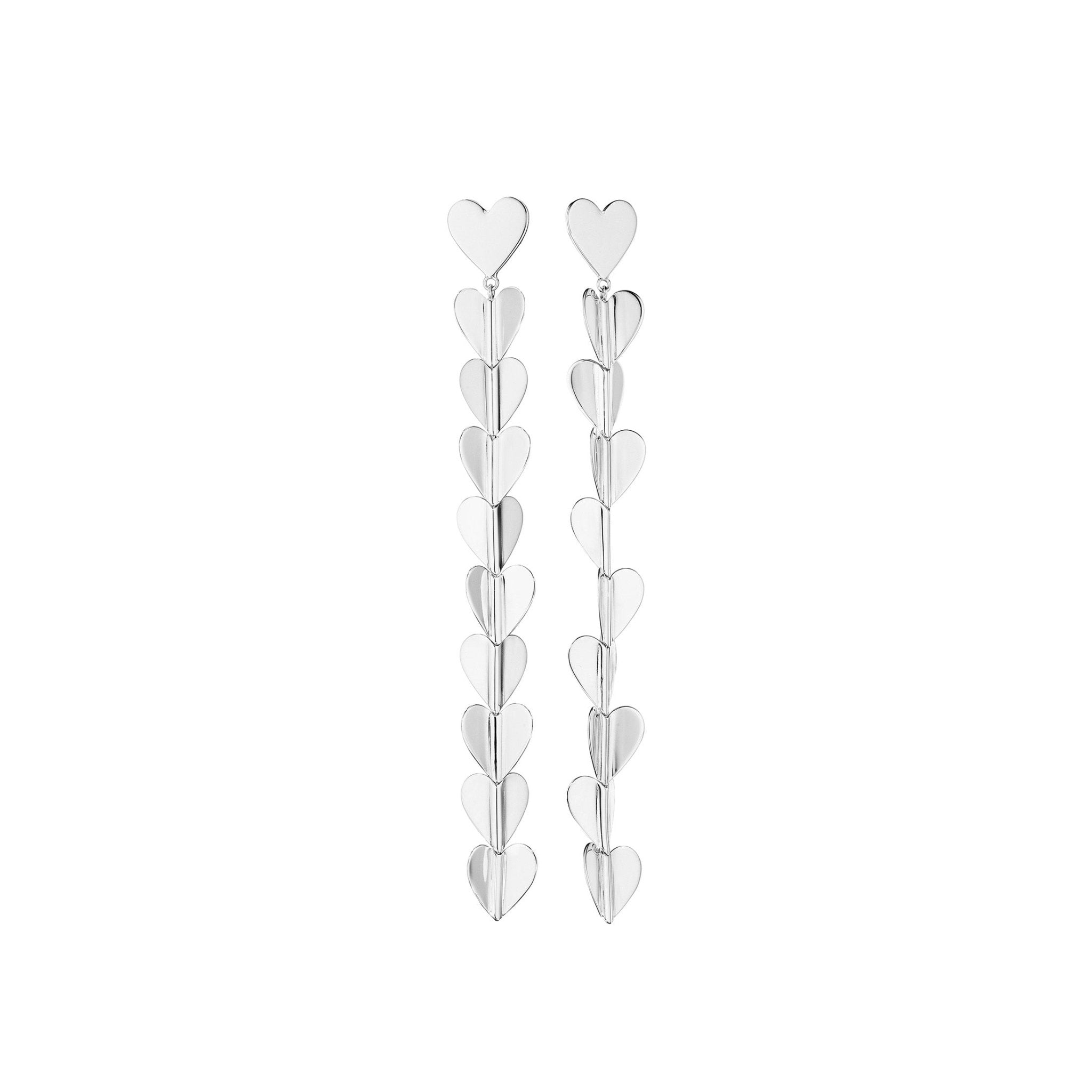Medium White Gold Wings of Love Drop Earrings - Cadar