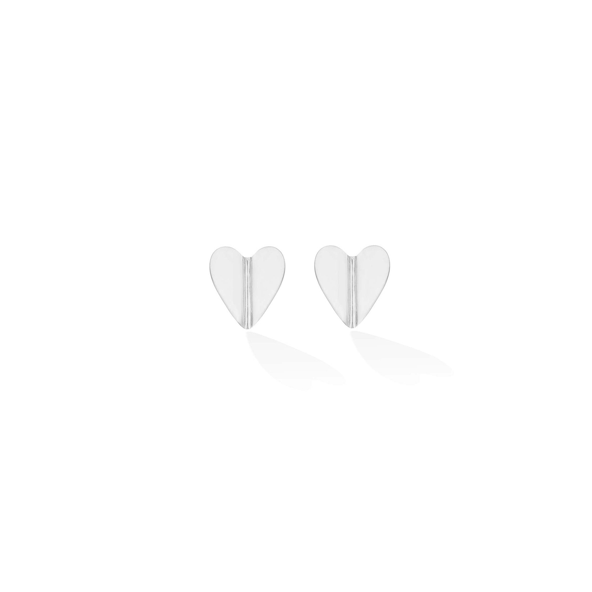 Medium White Gold Wings of Love Folded Stud Earrings - Cadar