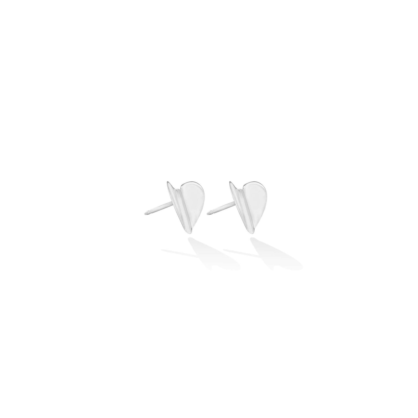 Medium White Gold Wings of Love Folded Stud Earrings - Cadar