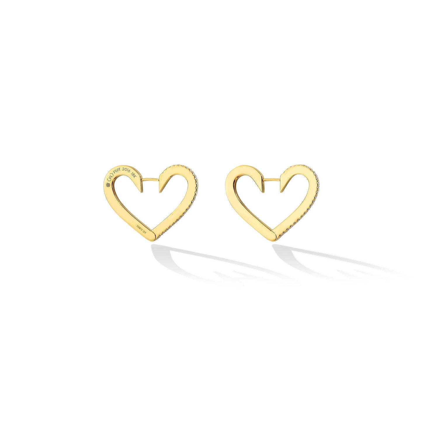 Medium Yellow Gold Endless Hoop Earrings with White Diamonds - Cadar