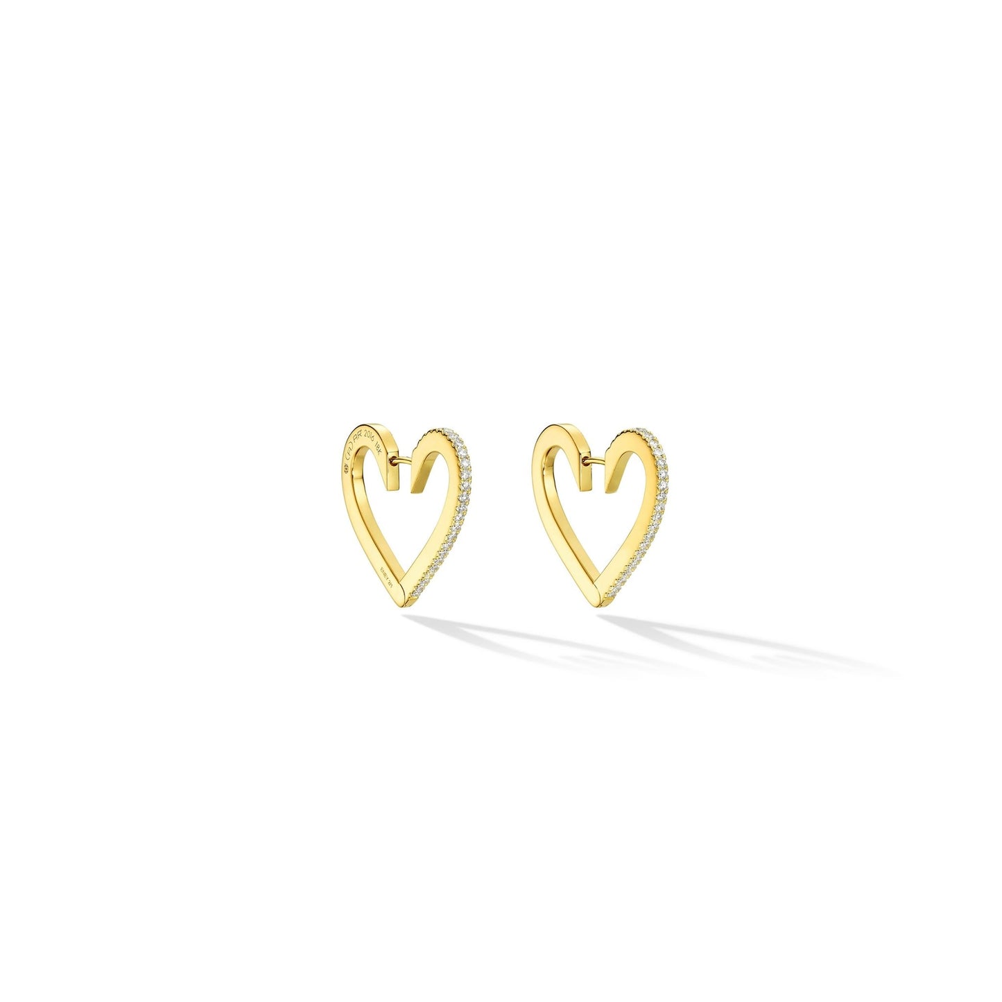 Medium Yellow Gold Endless Hoop Earrings with White Diamonds - Cadar