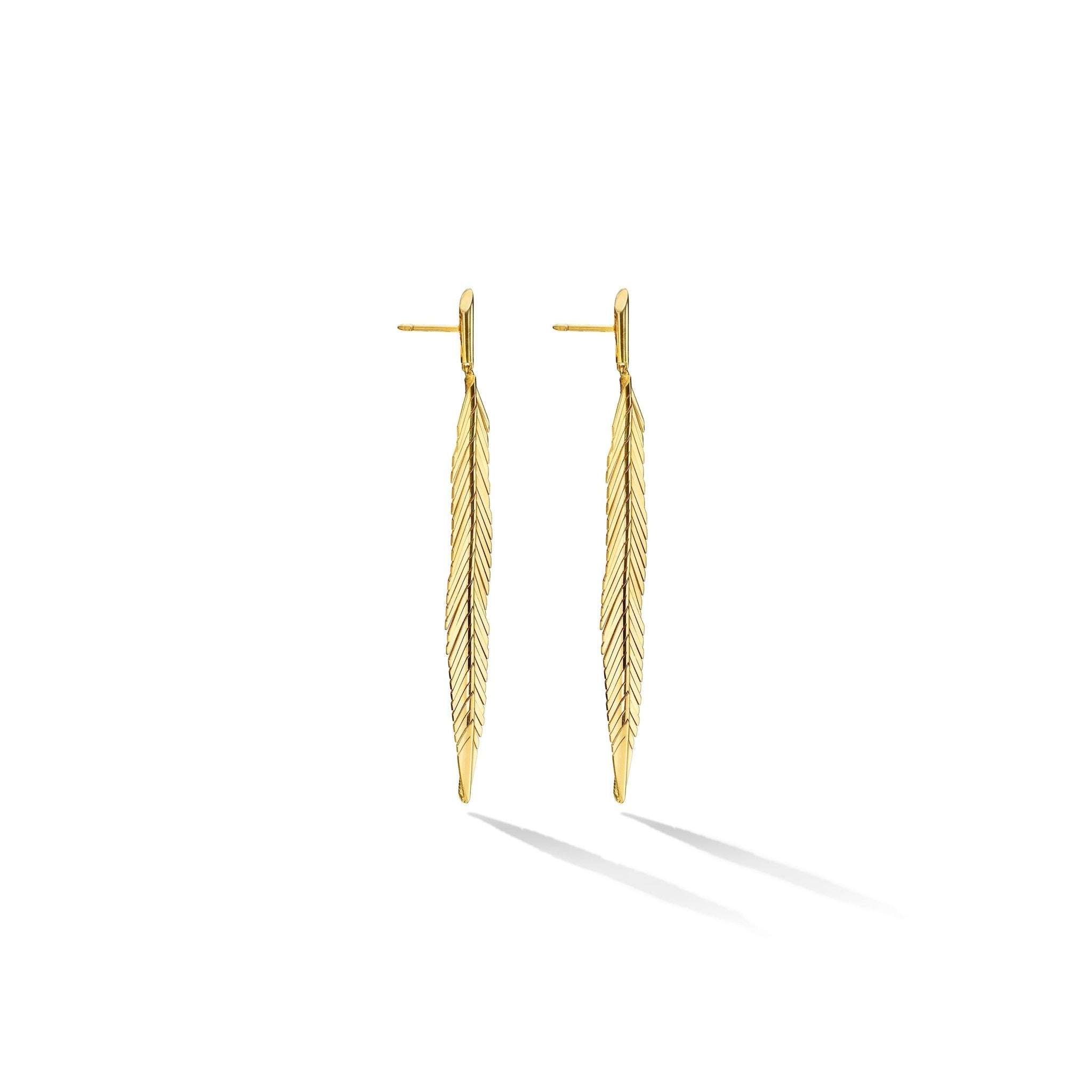 Gold feather deals drop earrings