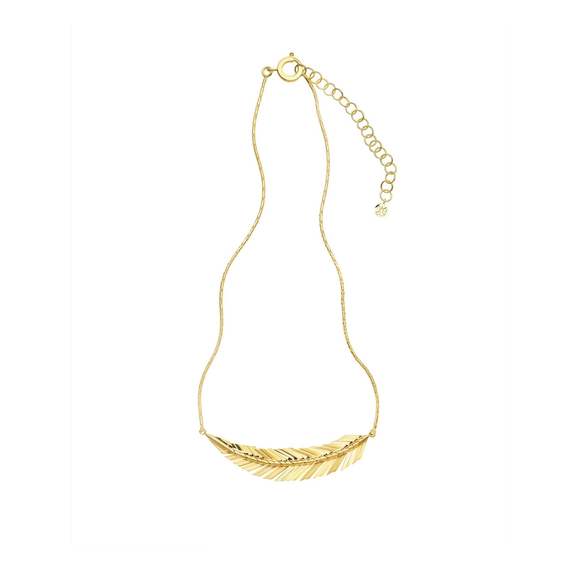 Medium Yellow Gold Feather Necklace - Cadar