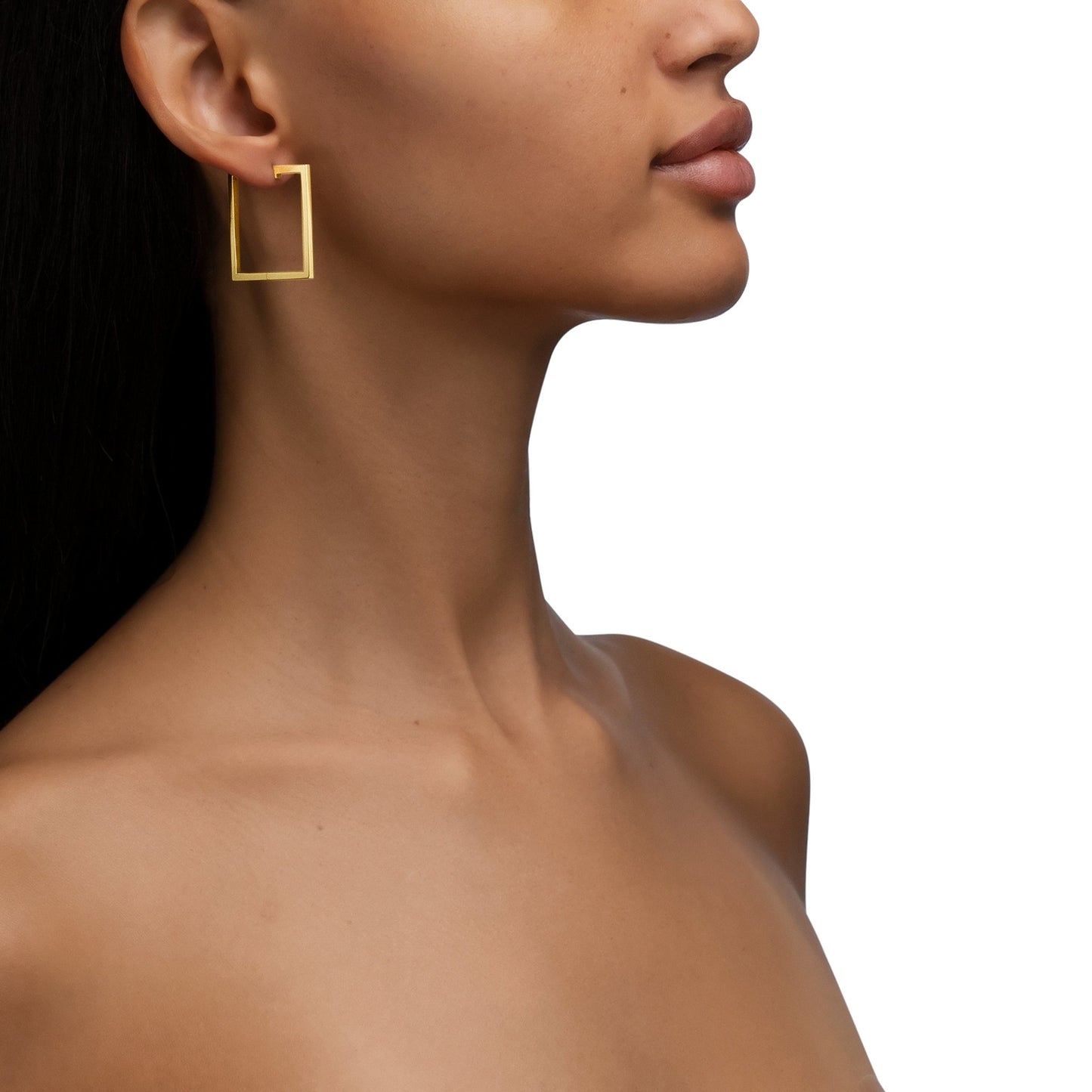 Medium Yellow Gold Foundation Hoop Earrings - Cadar