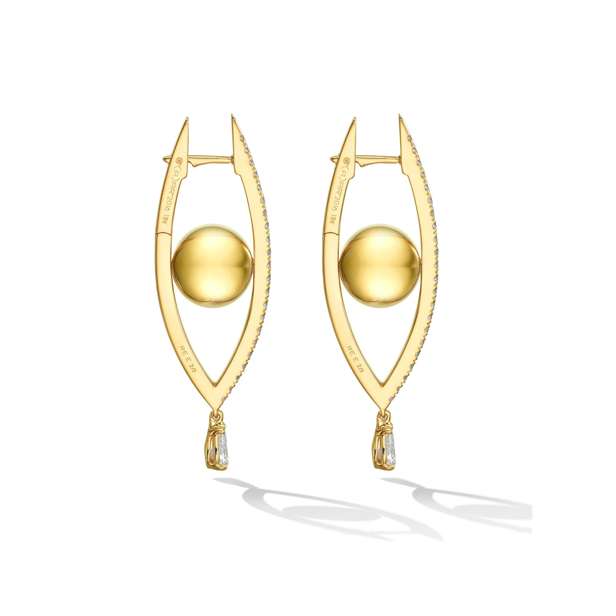 Cadar 18kt yellow gold Reflections diamond earrings