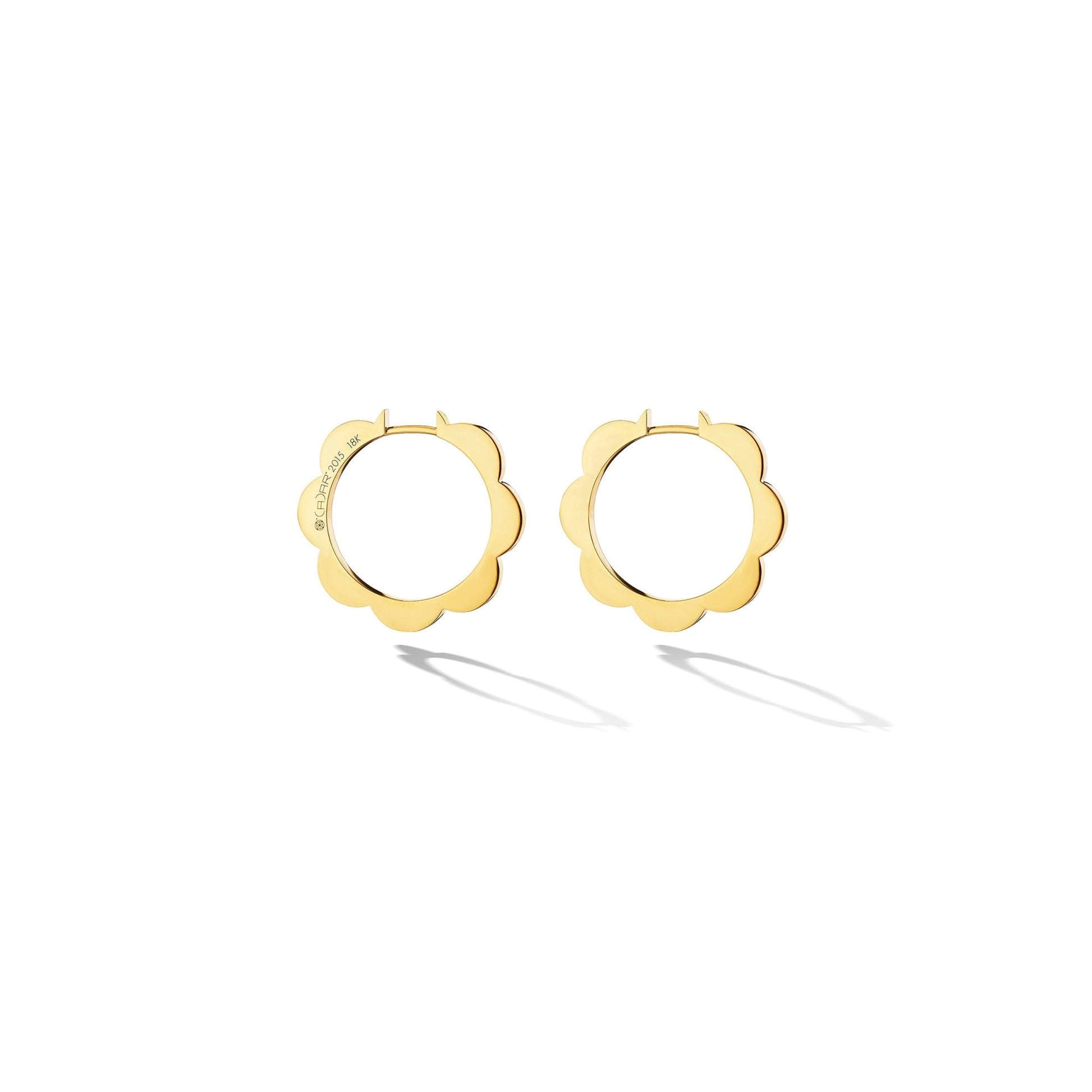 Medium Yellow Gold Triplet Plain Hoop Earrings - Cadar