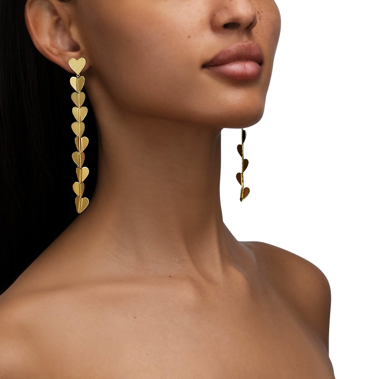 Medium Yellow Gold Wings of Love Drop Earrings - Cadar