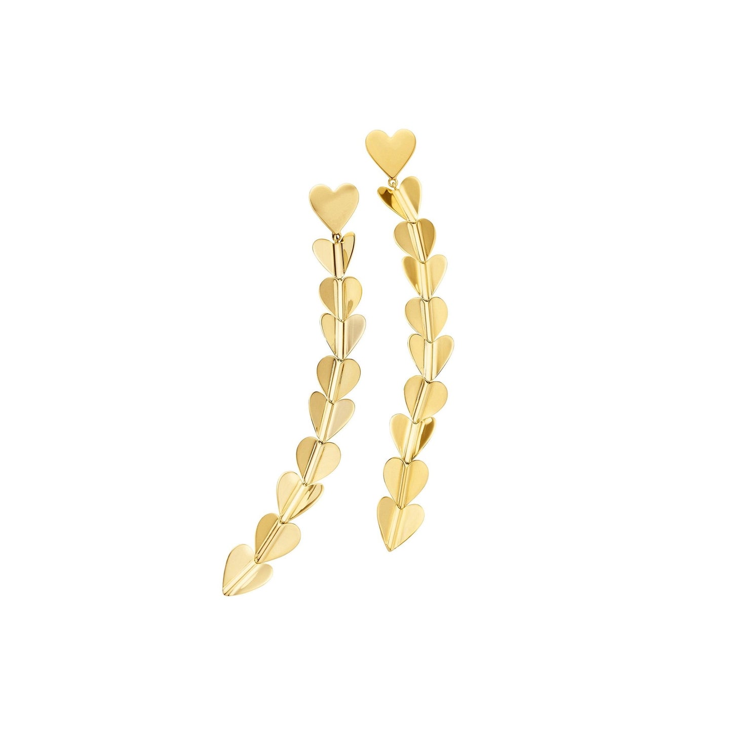 Medium Yellow Gold Wings of Love Drop Earrings - Cadar
