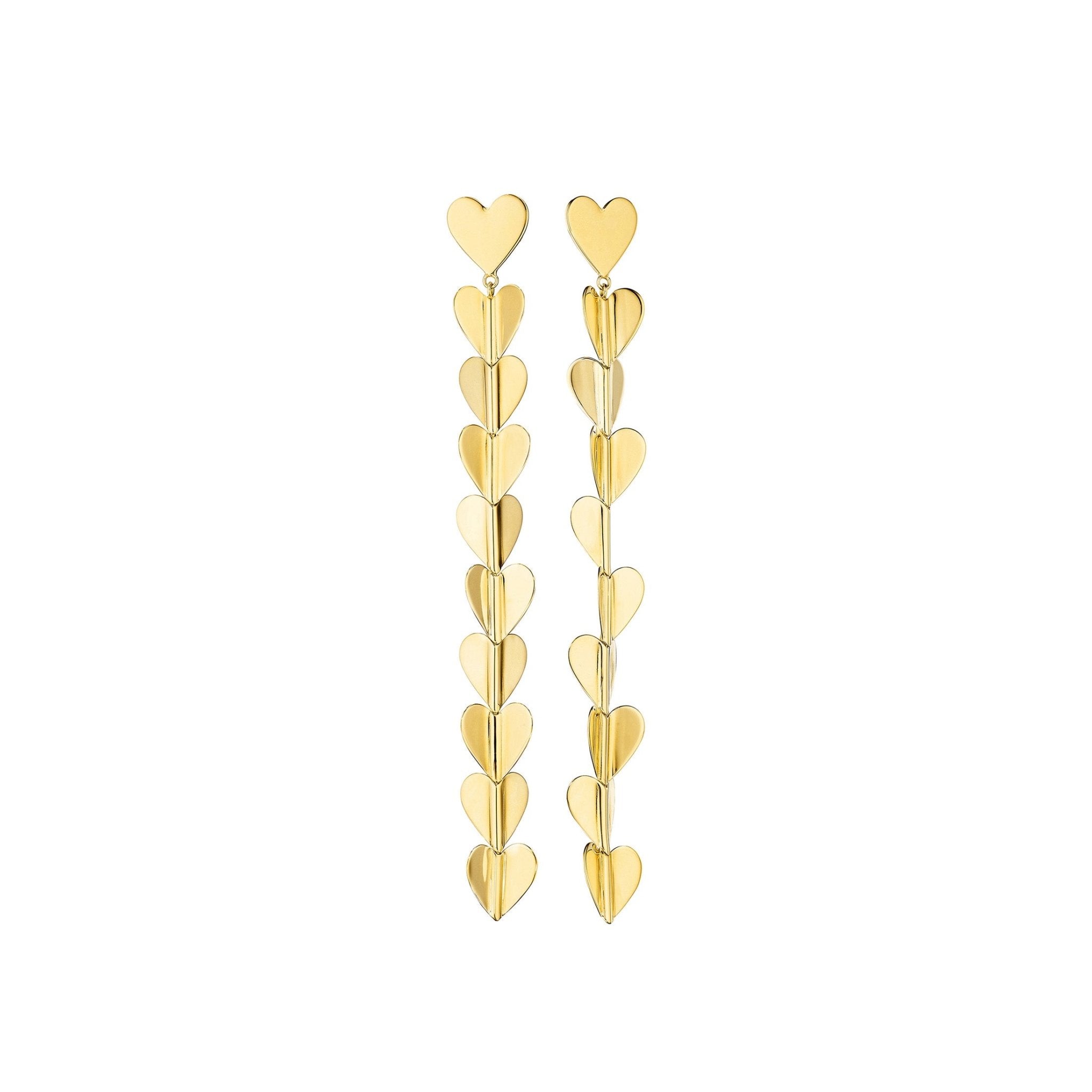 Medium Yellow Gold Wings of Love Drop Earrings - Cadar