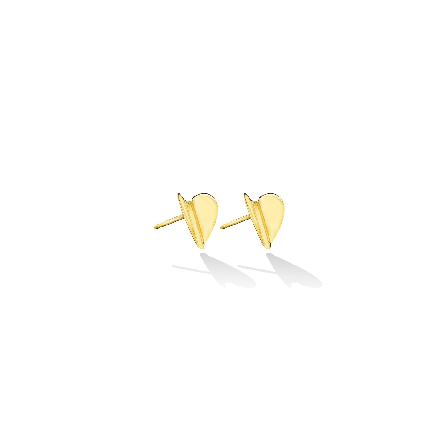 Medium Yellow Gold Wings of Love Folded Stud Earrings - Cadar