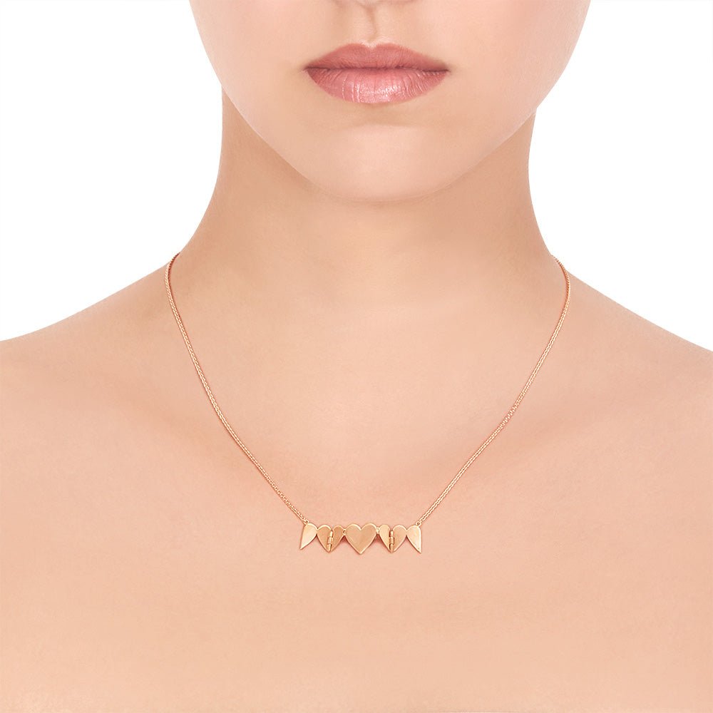 Rose Gold Endless 3 Heart Necklace - Cadar