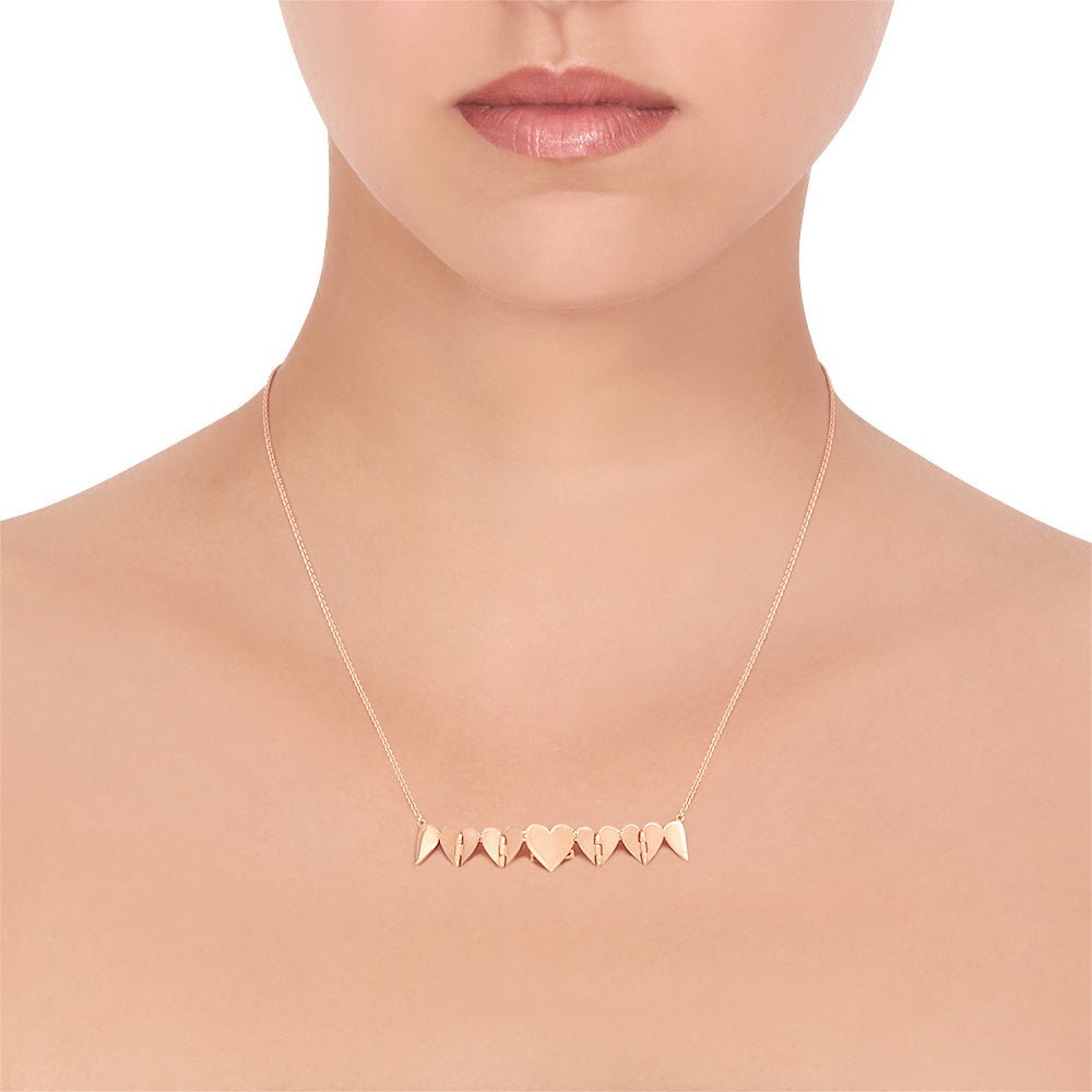 Rose Gold Endless 5 Heart Necklace - Cadar