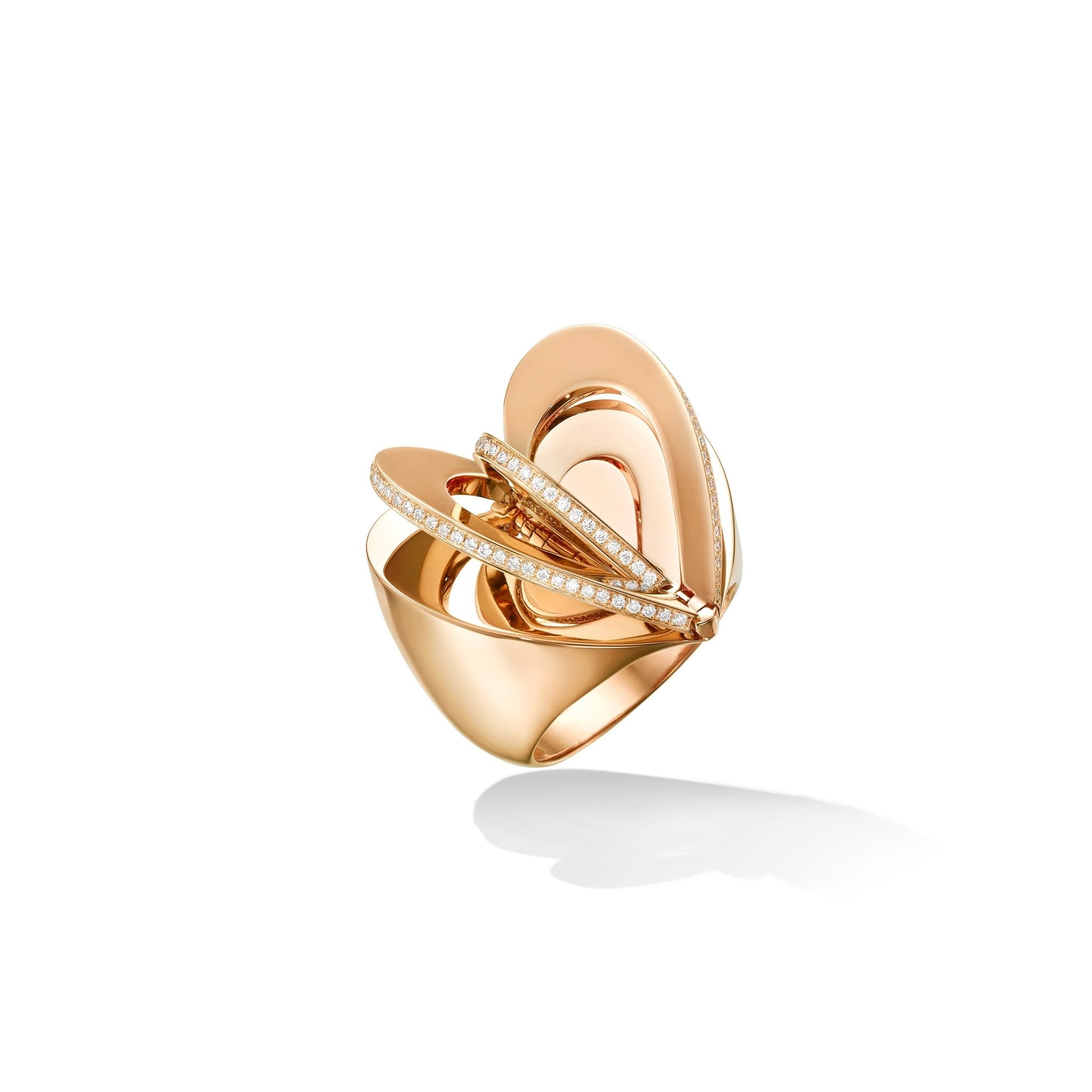 Rose Gold Endless Cocktail Ring with White Diamonds - Cadar