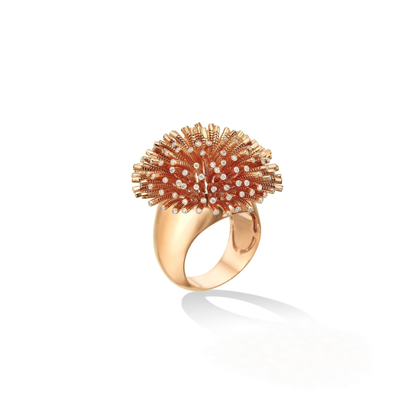 Rose Gold Fur Ring with White Diamonds - Cadar