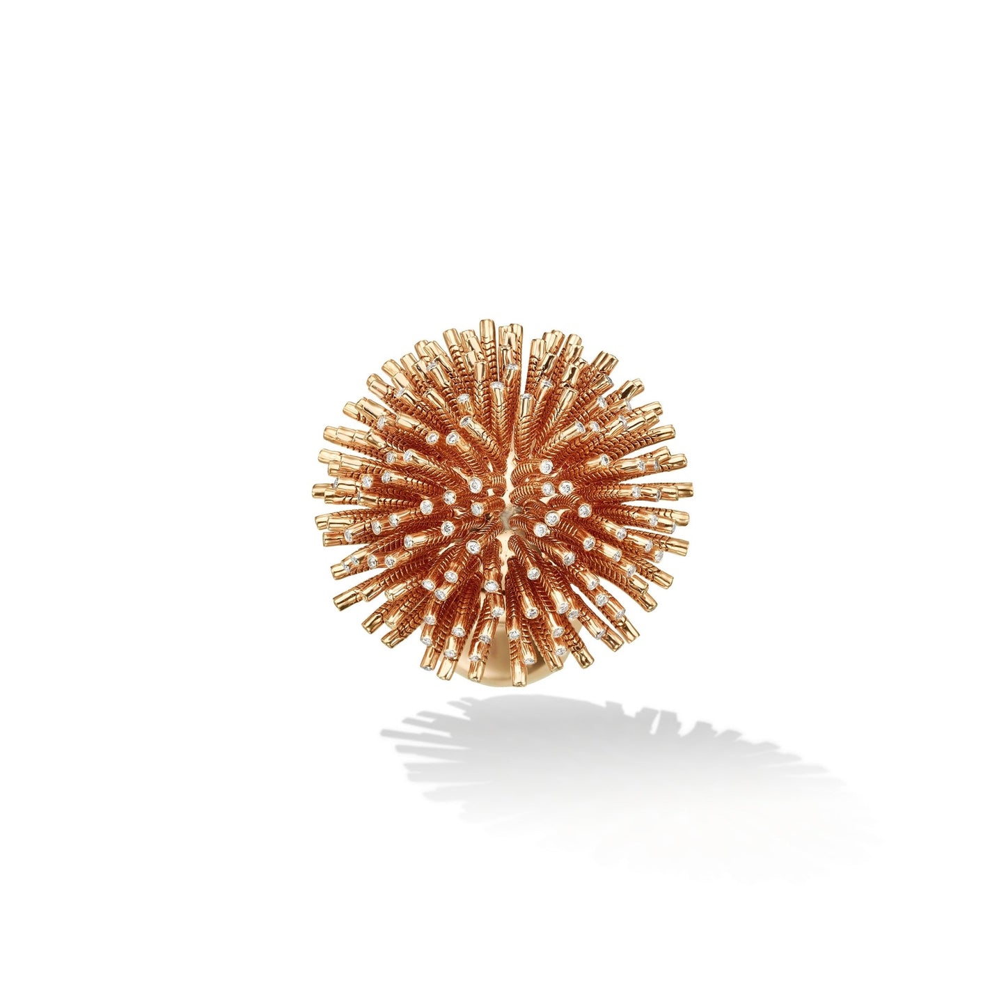 Rose Gold Fur Ring with White Diamonds - Cadar