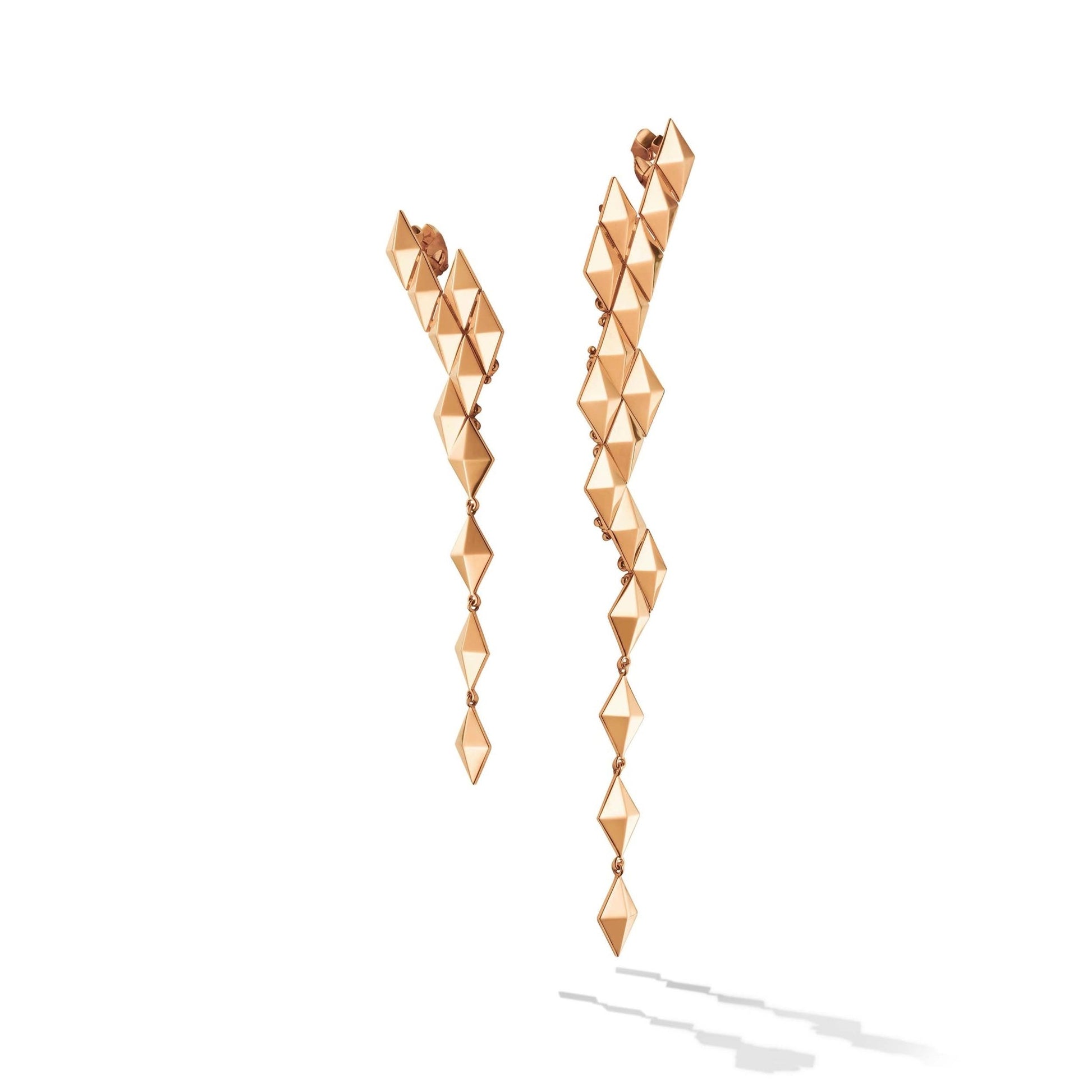 Rose Gold Python Asymmetrical Drop Earrings - Cadar