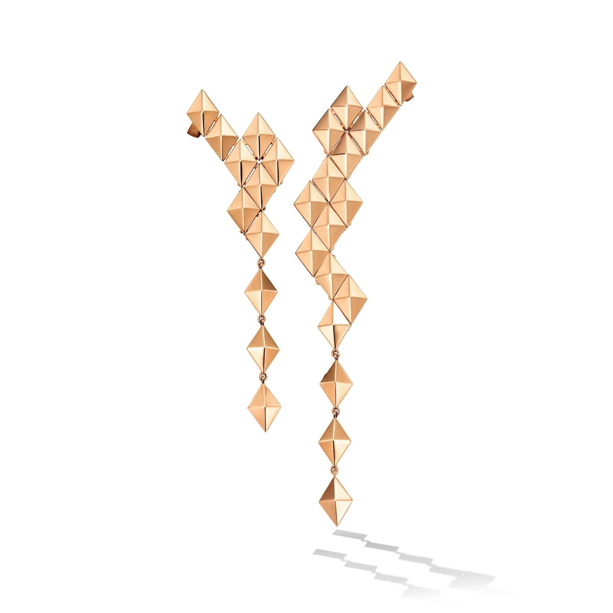 Rose Gold Python Asymmetrical Drop Earrings - Cadar