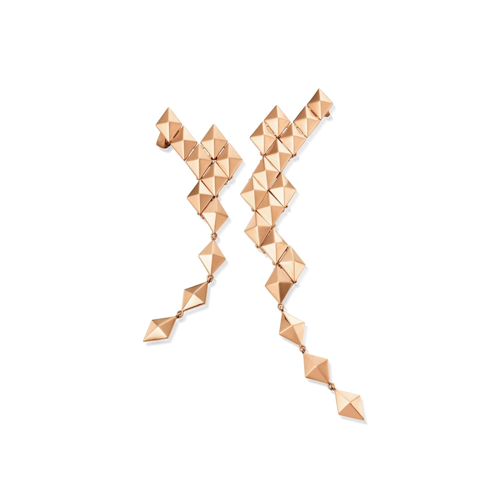 18K Rose Gold Python Asymmetrical Drop Earrings | Cadar – CADAR