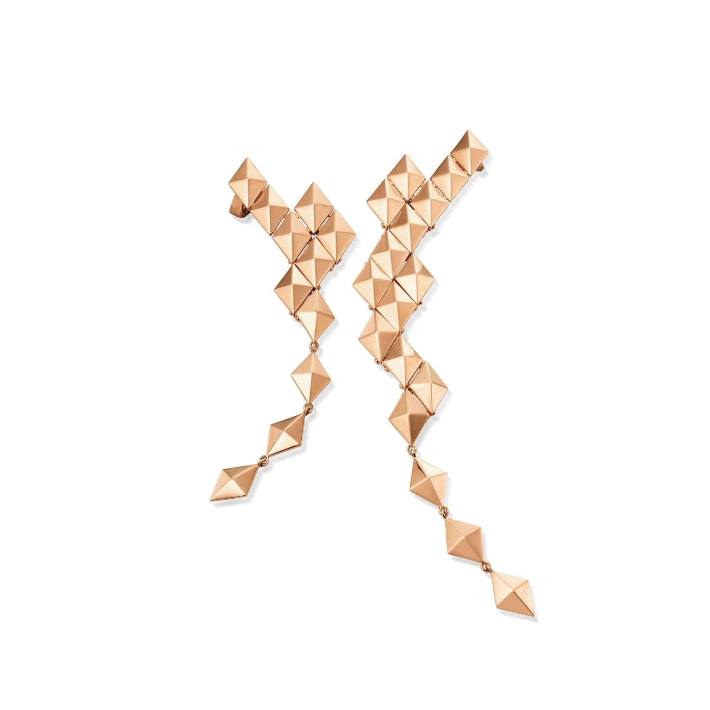 Rose Gold Python Asymmetrical Drop Earrings - Cadar