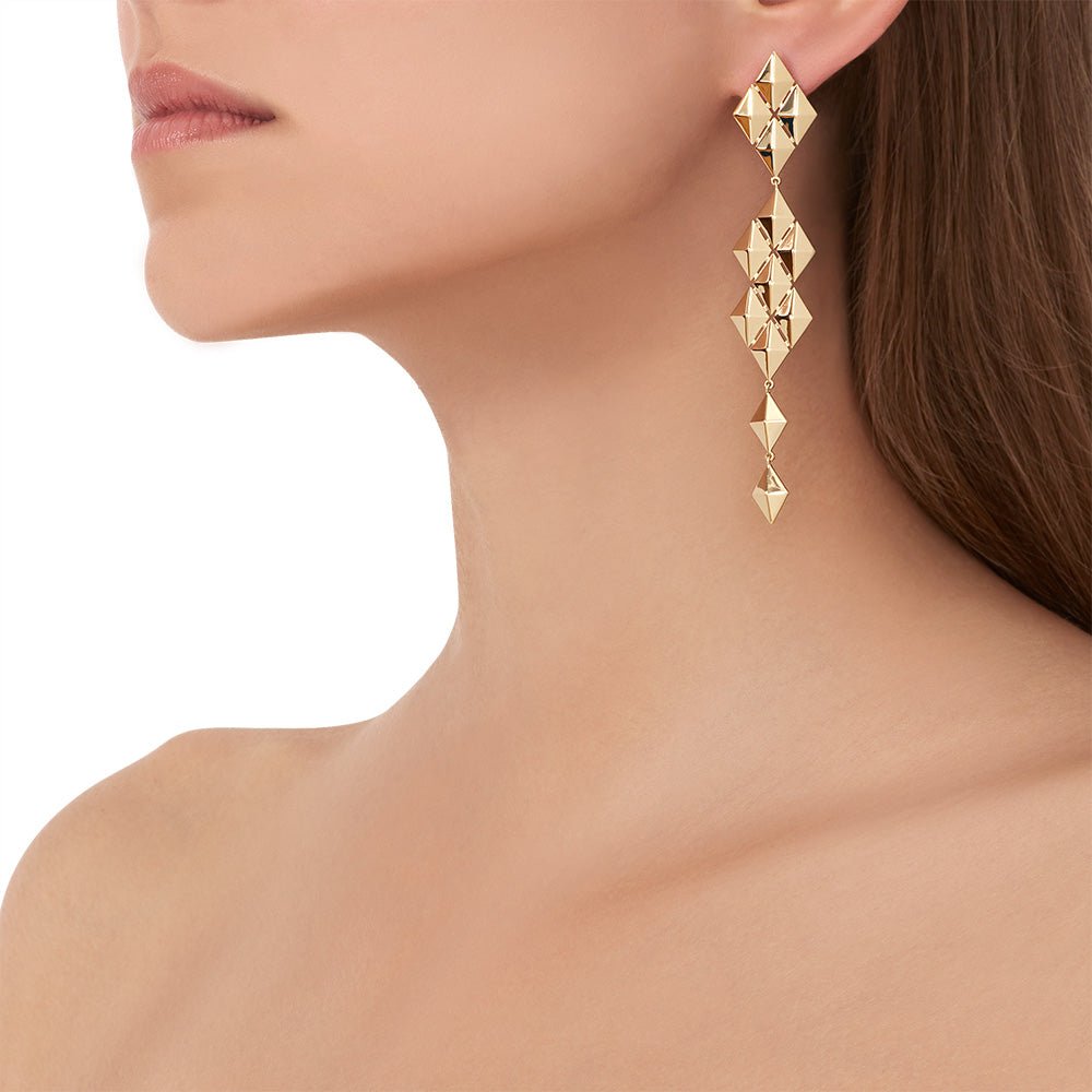 Rose Gold Python Symmetrical Drop Earrings - Cadar