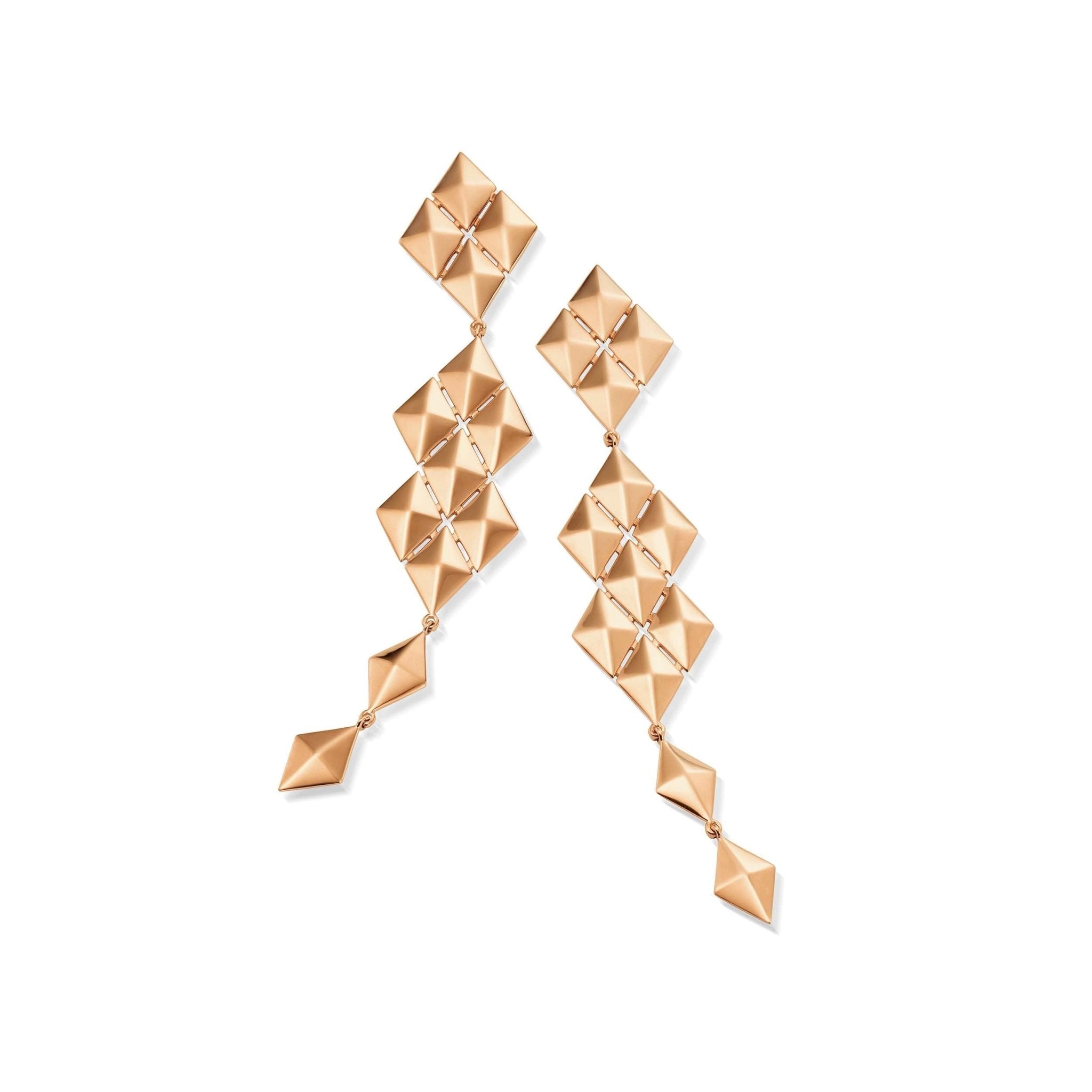 Rose Gold Python Symmetrical Drop Earrings - Cadar