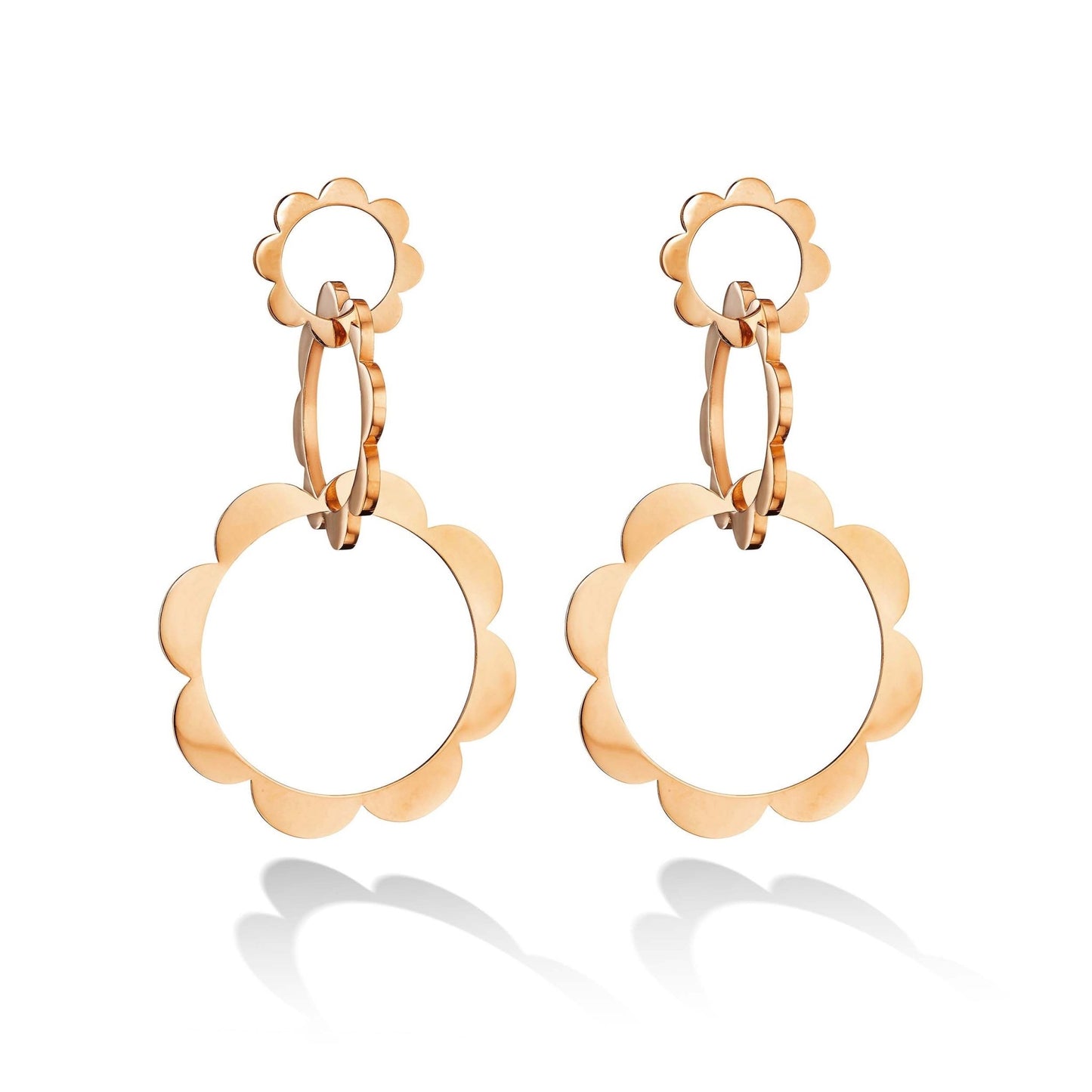 Rose Gold Trio Unity Drop Earrings - Cadar