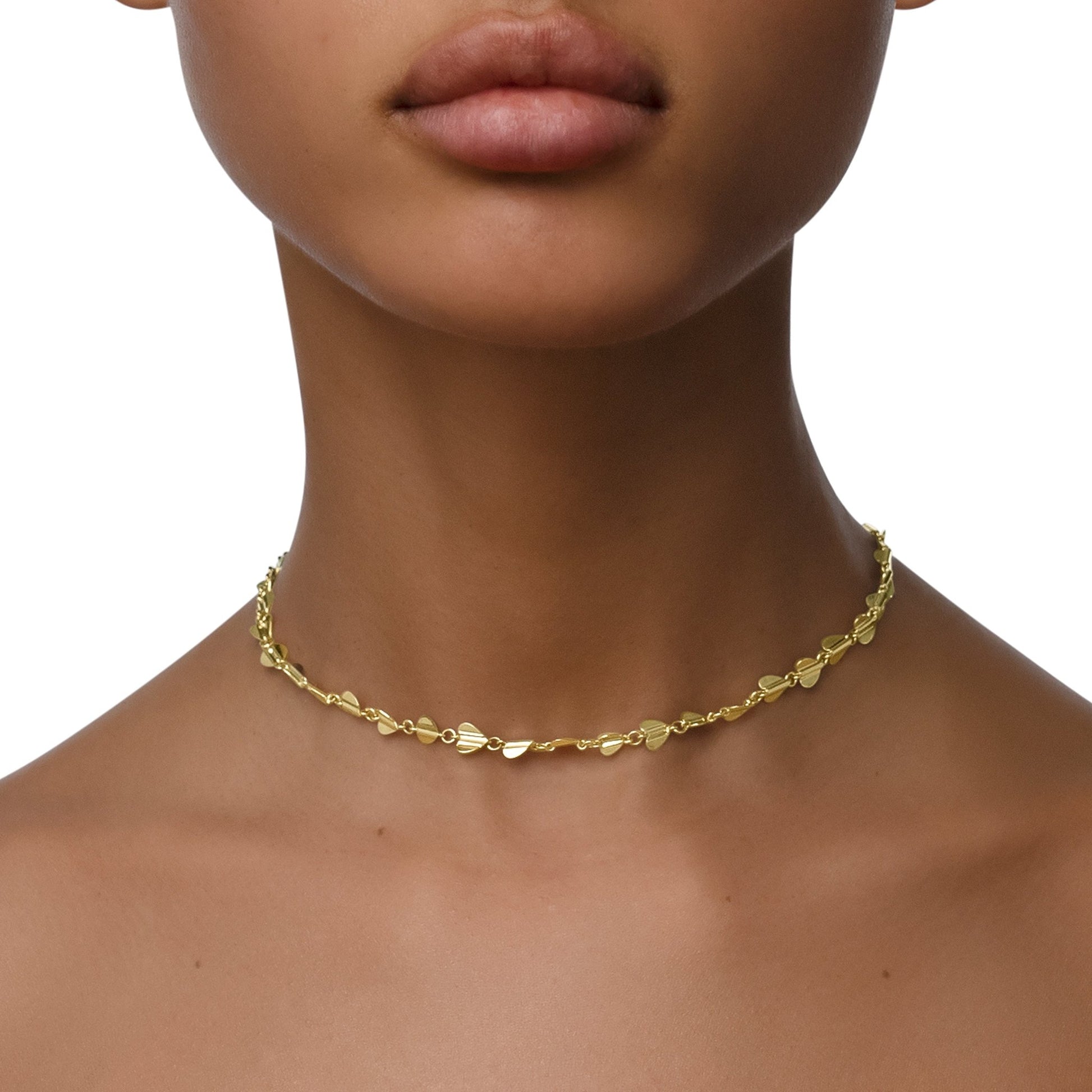 Butterfly Choker Necklace For Women - Gold Plated Short Chain Necklace With Floating Pendant, 16 Inch With Extender