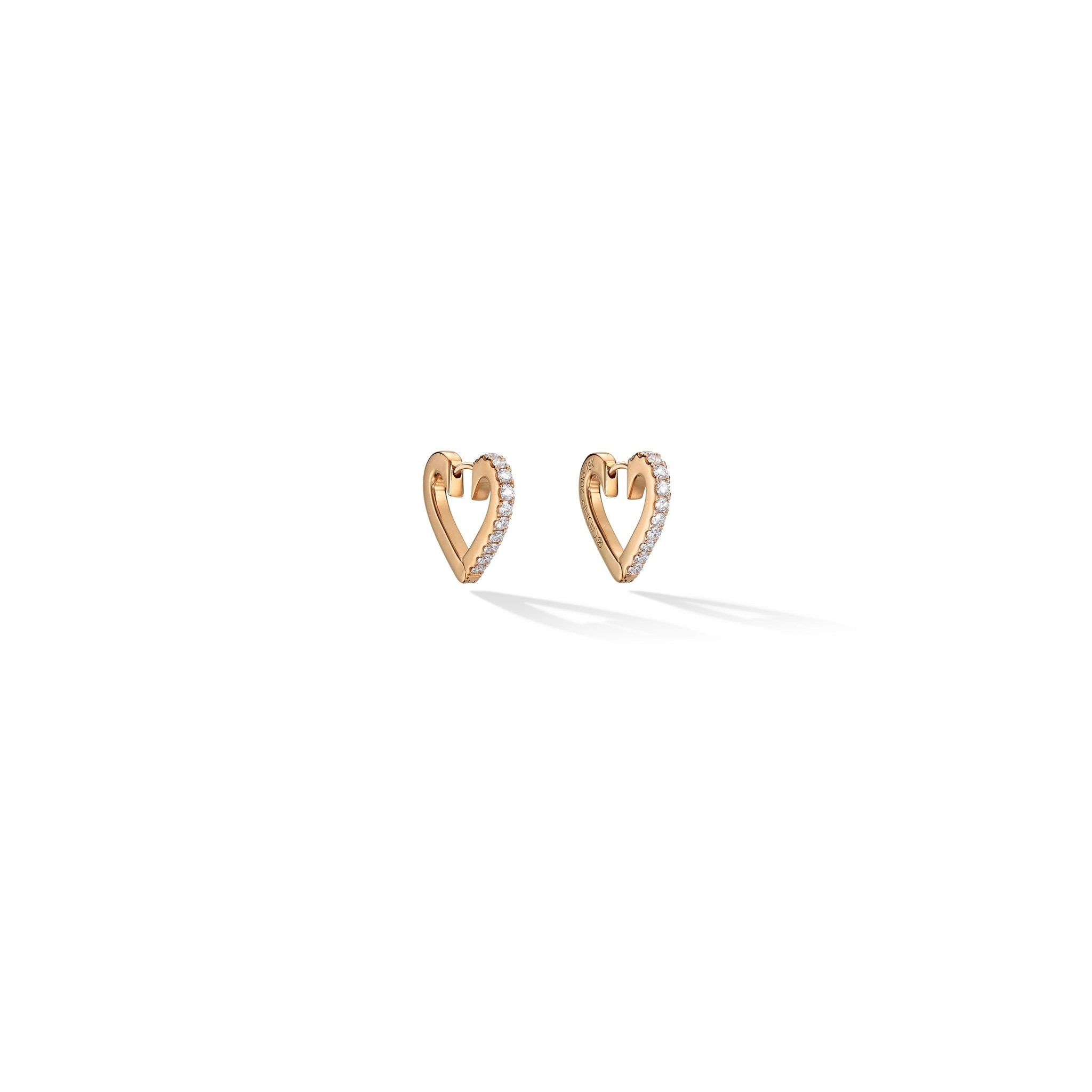 Small Rose Gold Endless Hoop Earrings with White Diamonds - Cadar