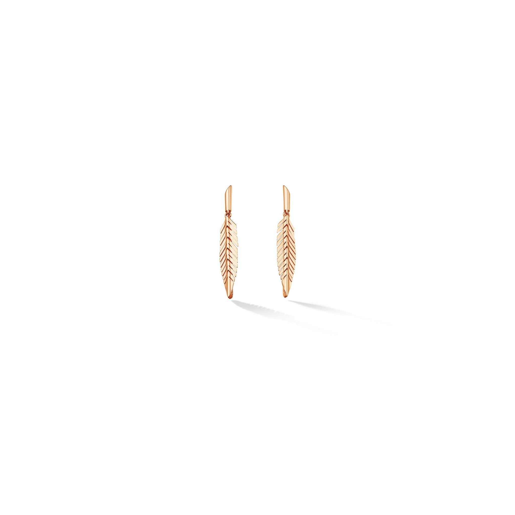 Small Rose Gold Feather Earrings - Cadar