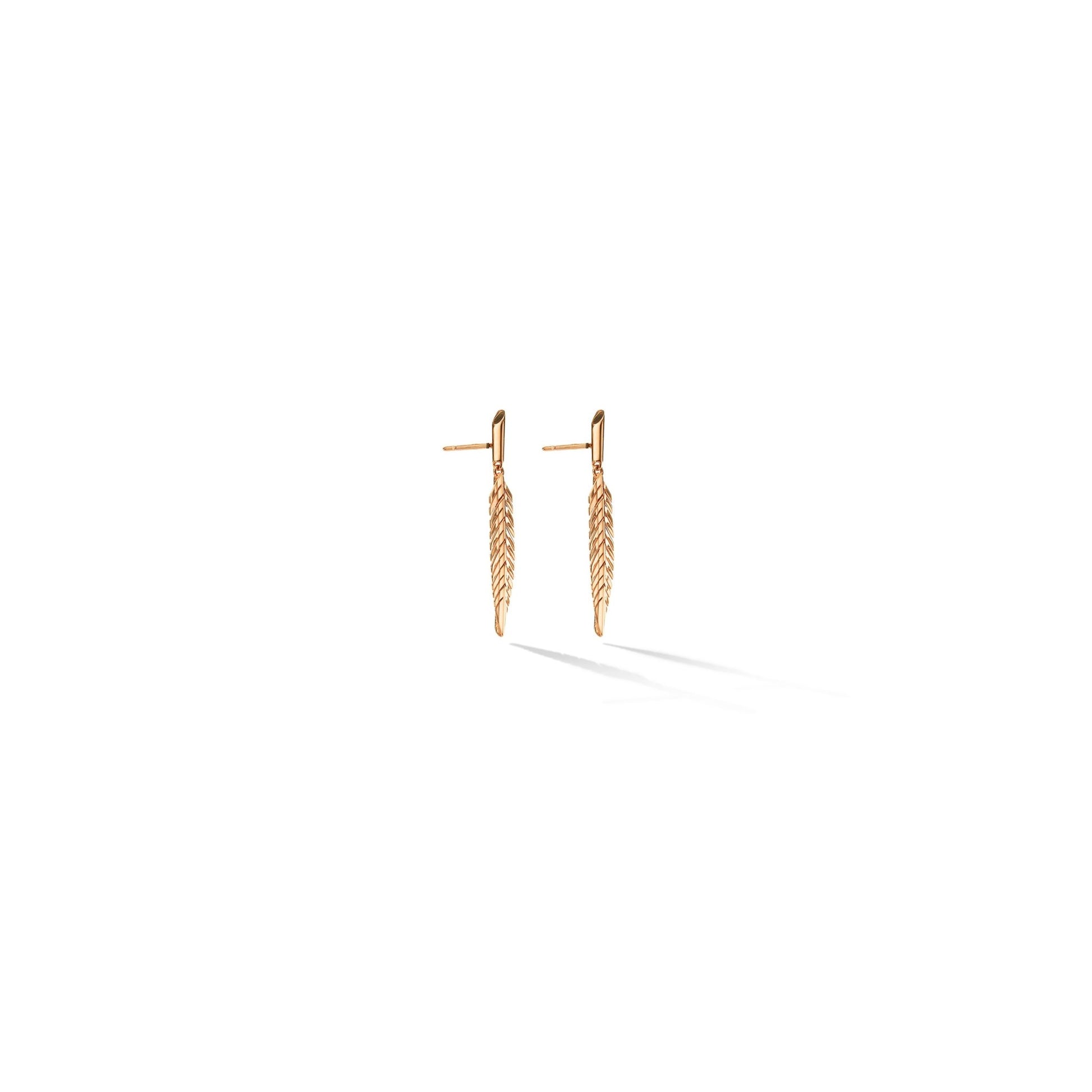 Small Rose Gold Feather Earrings - Cadar