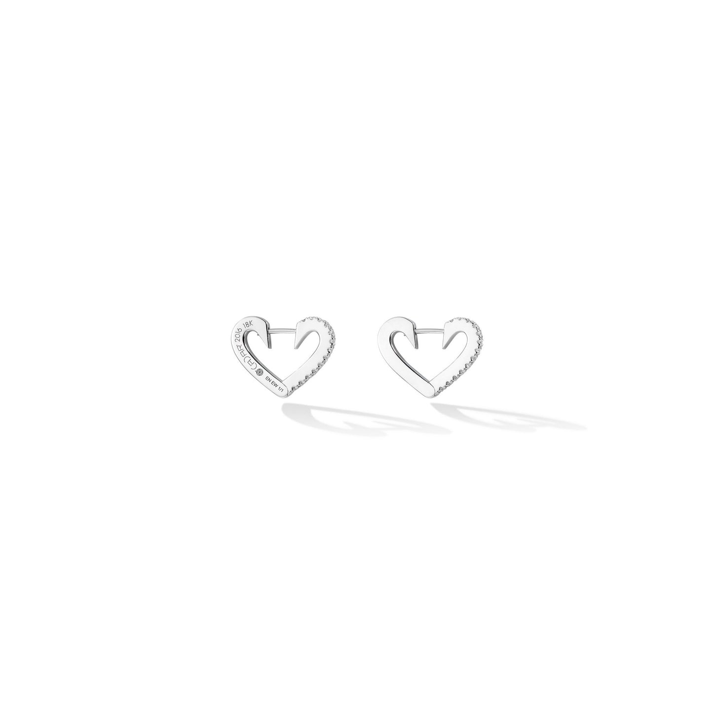 Small White Gold Endless Hoop Earrings with White Diamonds - Cadar