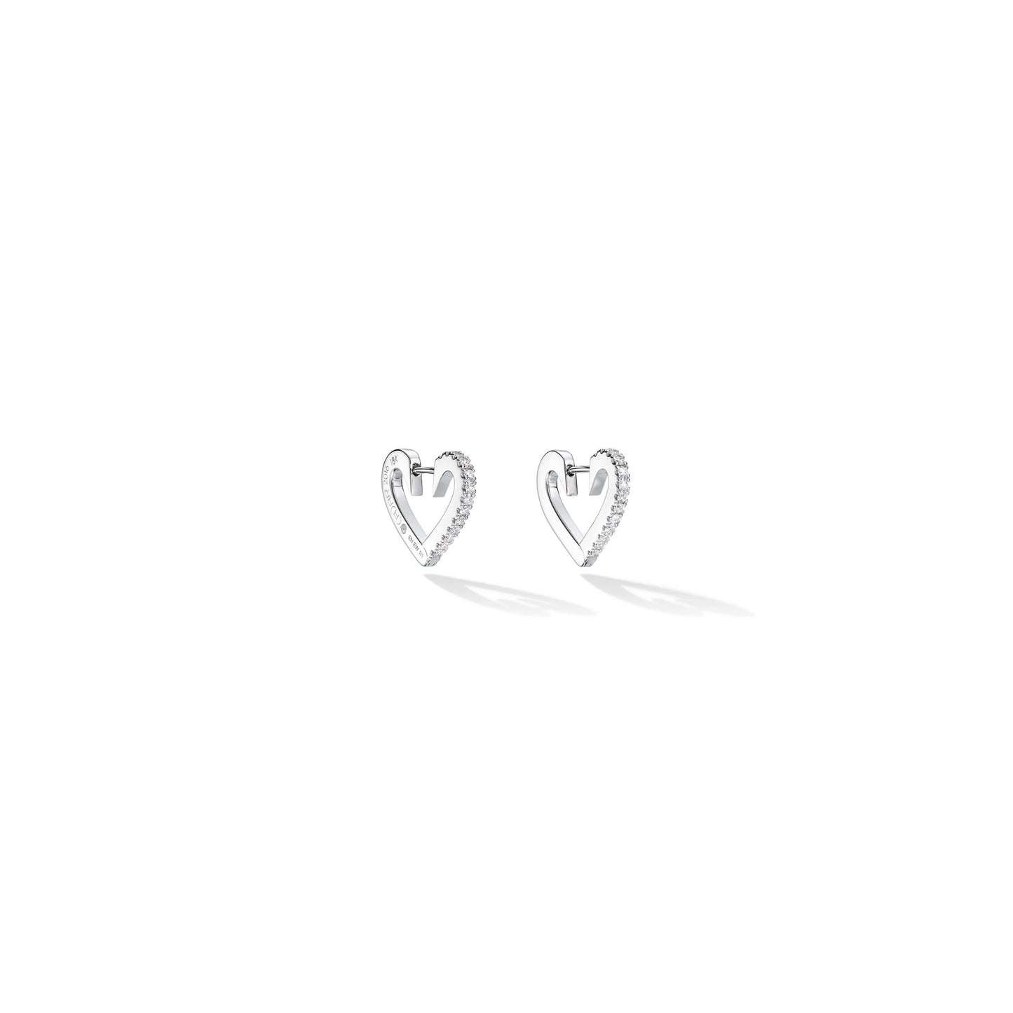 Small White Gold Endless Hoop Earrings with White Diamonds - Cadar