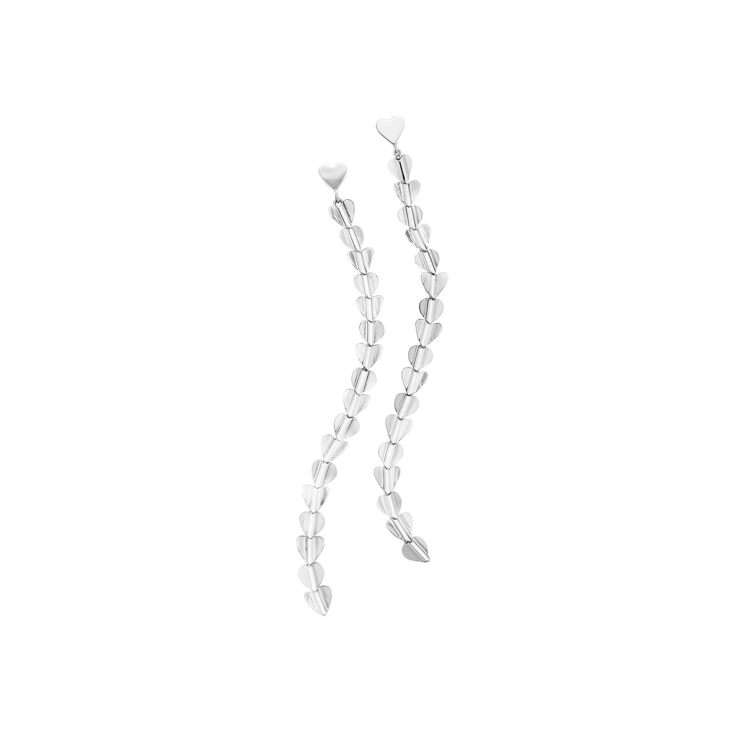 Small White Gold Wings of Love Drop Earrings - Cadar