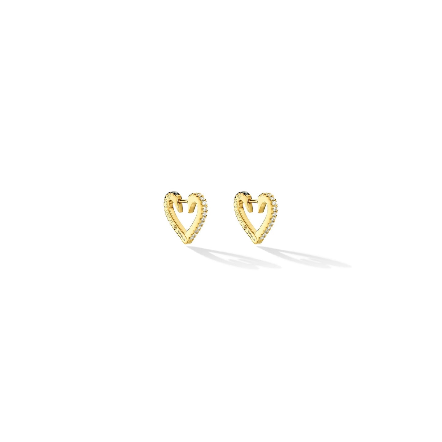 Small Yellow Gold Endless Hoop Earrings with Black and White Diamonds - Cadar