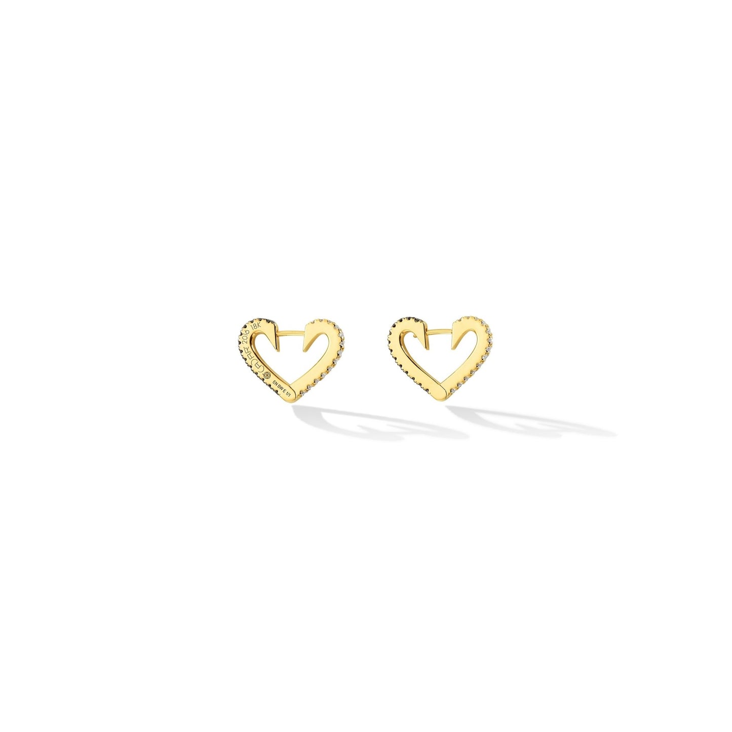 Small Yellow Gold Endless Hoop Earrings with Black and White Diamonds - Cadar